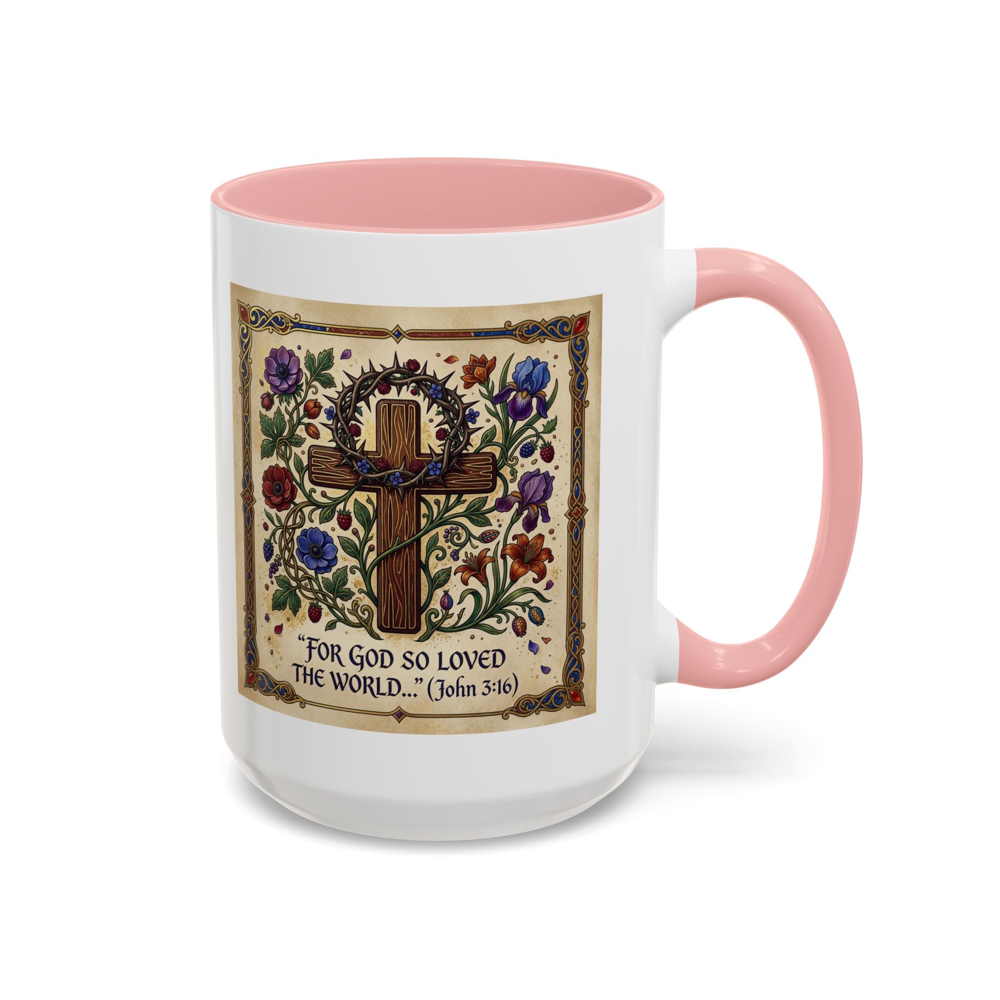 Accent Coffee Mug (11, 15oz) "For God so loved the world" John 3:16
