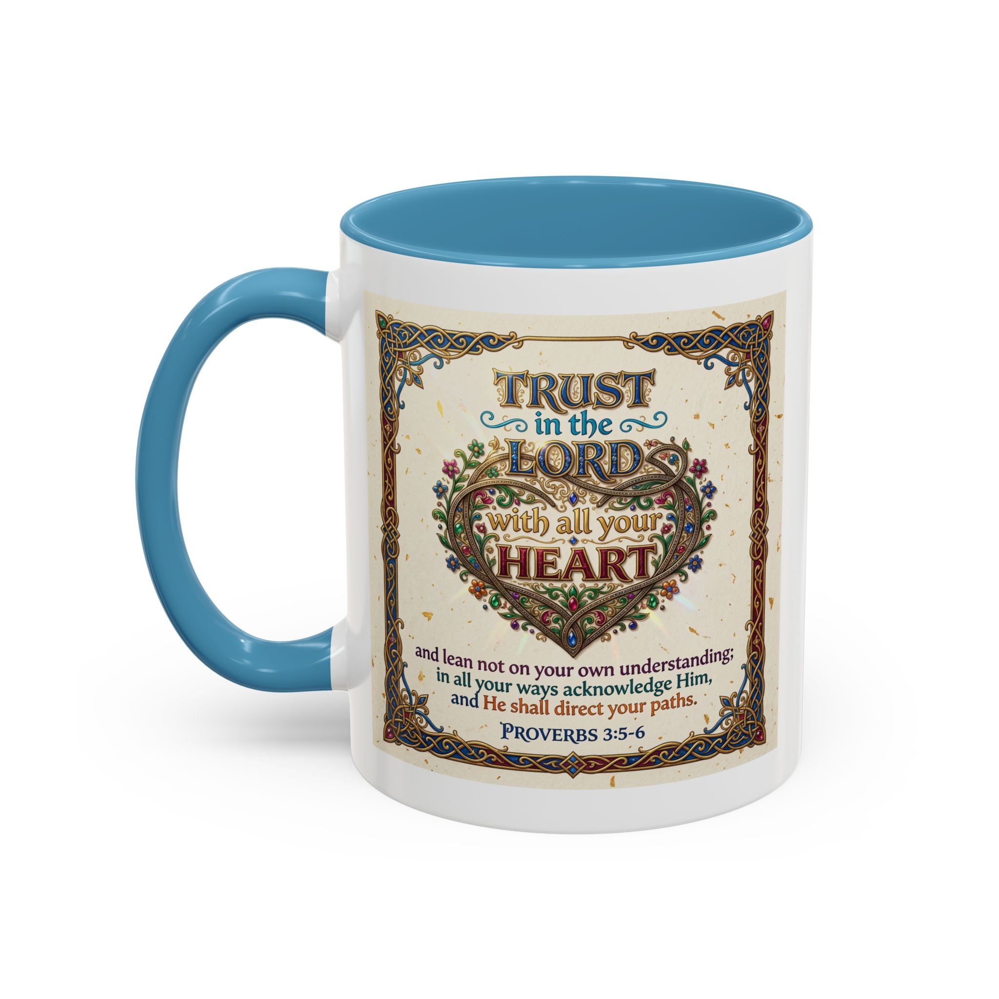 Accent Coffee Mug (11, 15oz) "Trust in the Lord..."  Poverbs 3:5-6
