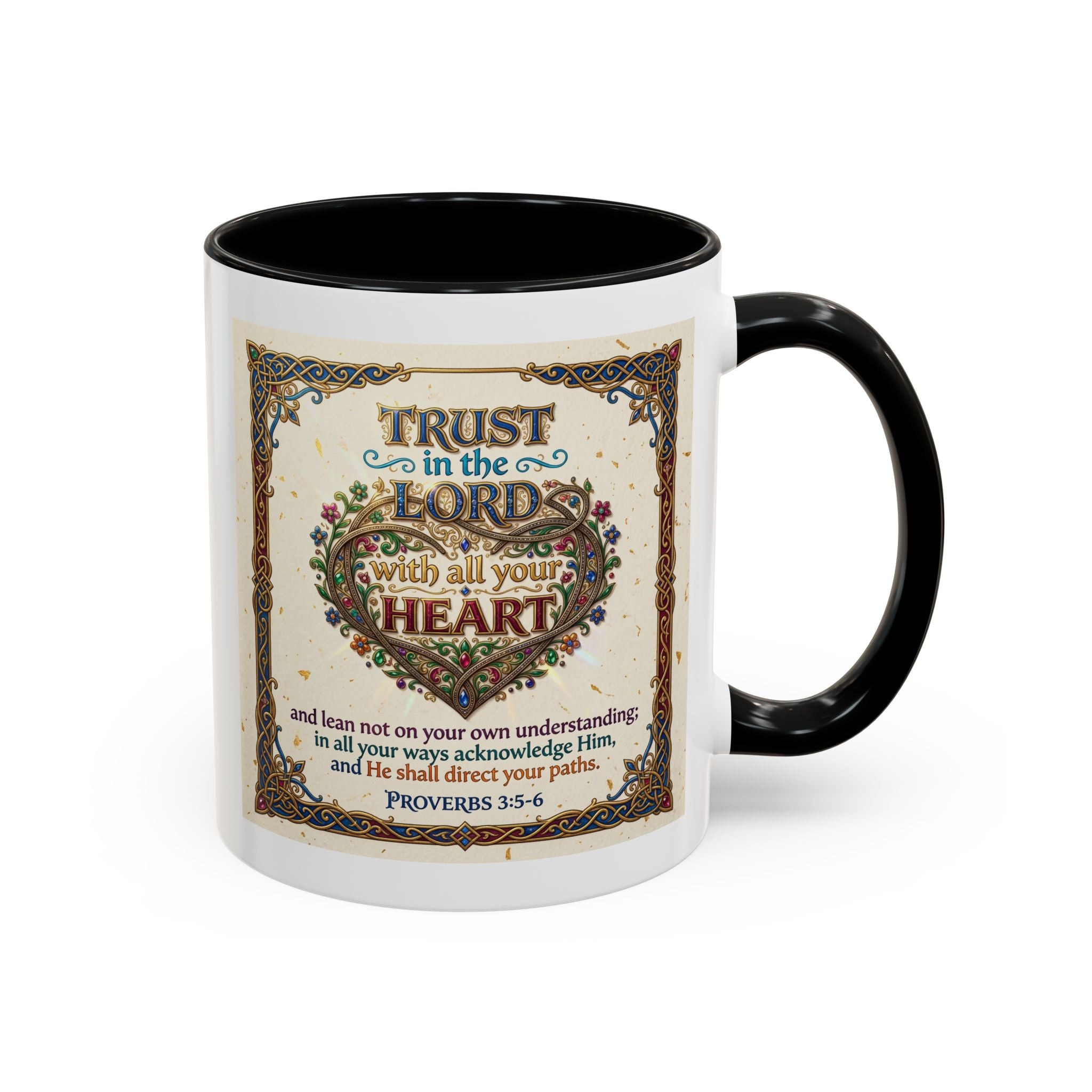 Accent Coffee Mug (11, 15oz) "Trust in the Lord..."  Poverbs 3:5-6