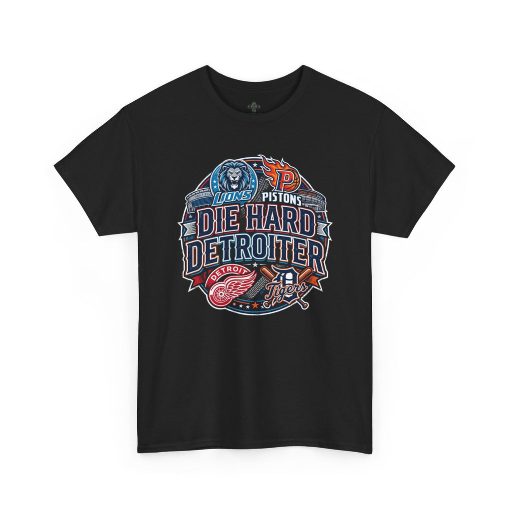 Unisex Heavy Cotton Tee DIE HARD DETROITER, sports style 1