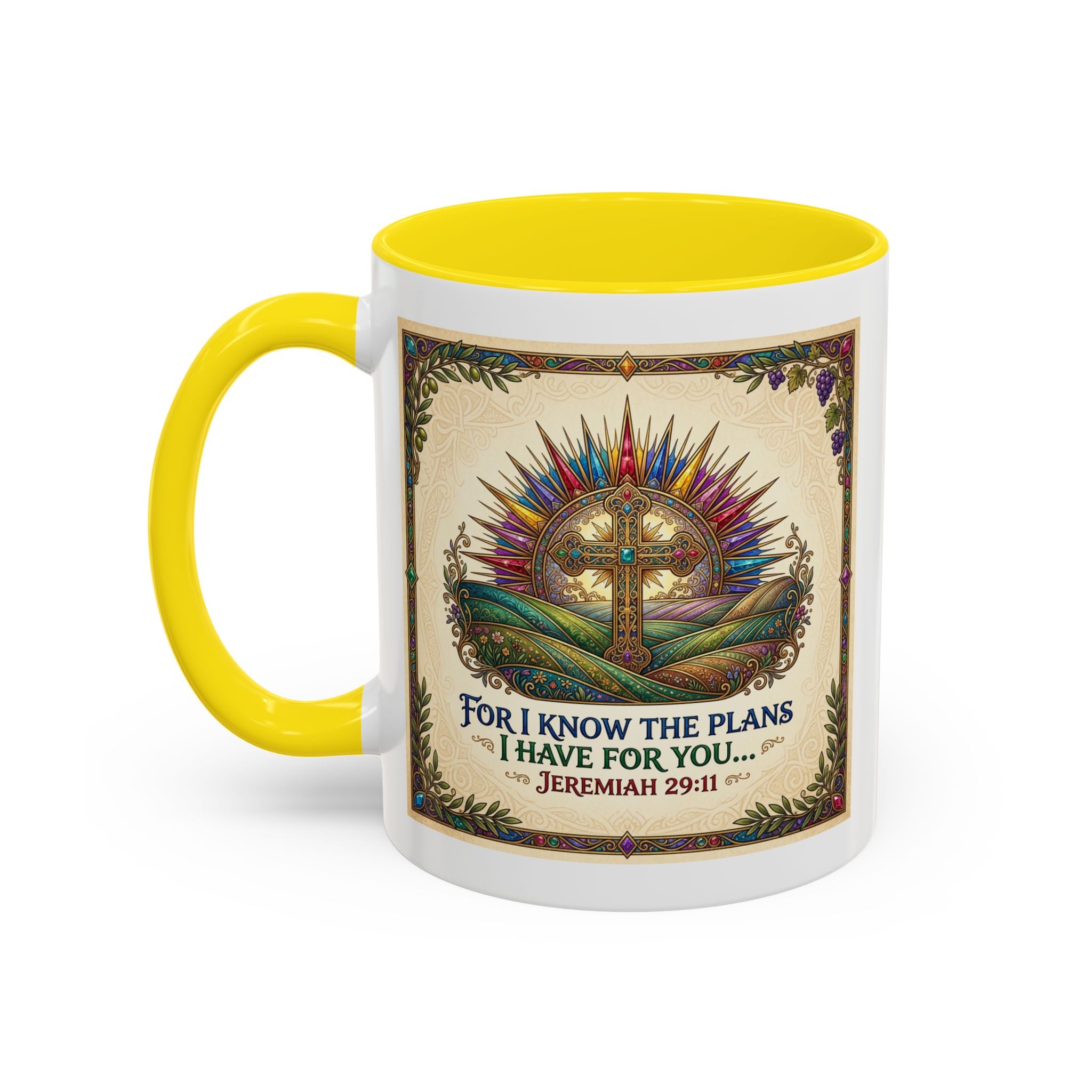 Accent Coffee Mug (11, 15oz) "for I know the plans I have for you" Jeremiah 29:11