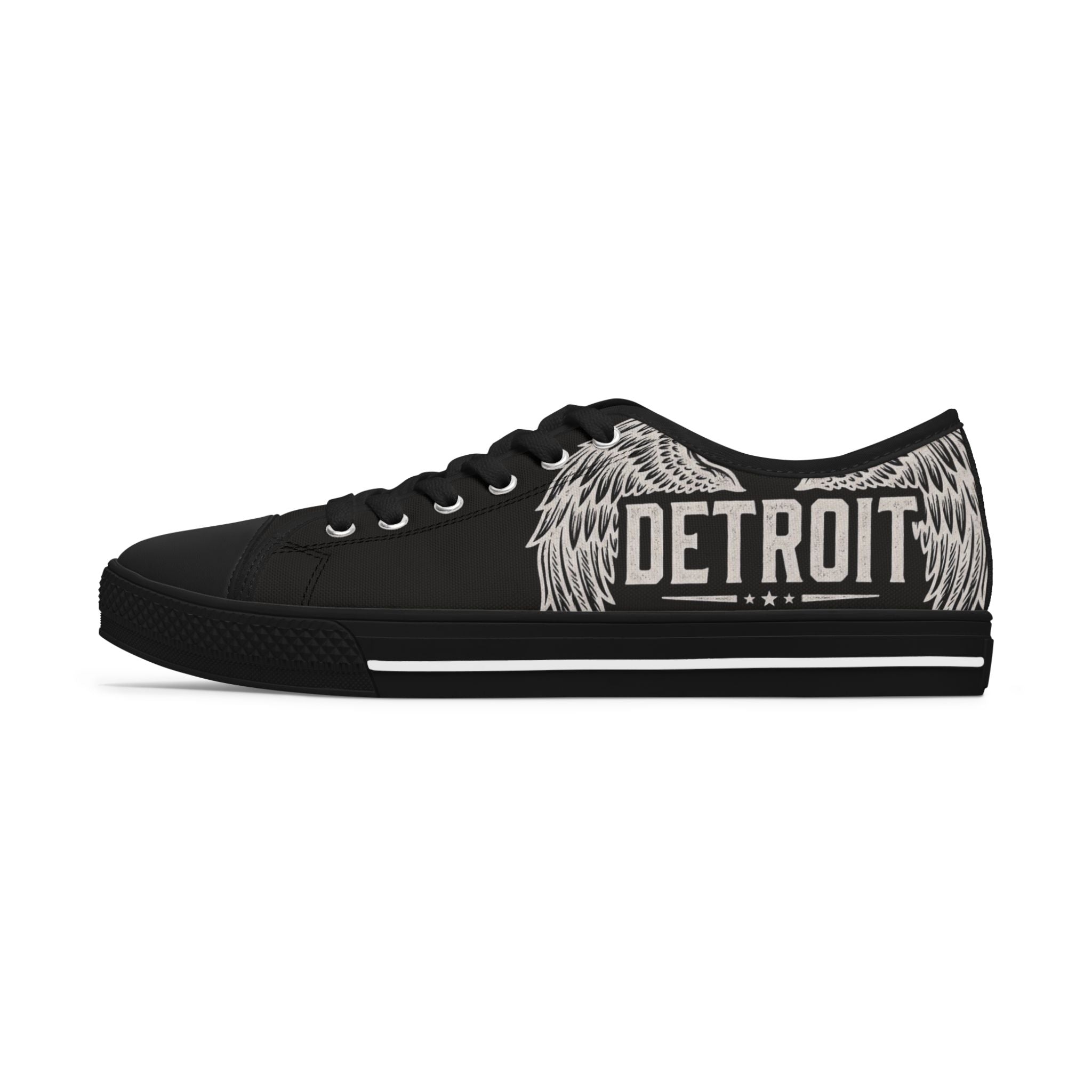 Women's Low Top Sneakers - Detroit Wings Black