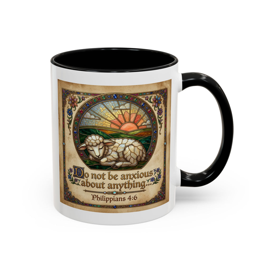 Accent Coffee Mug (11, 15oz) "Be not anxious about anything Phillipians 4:6