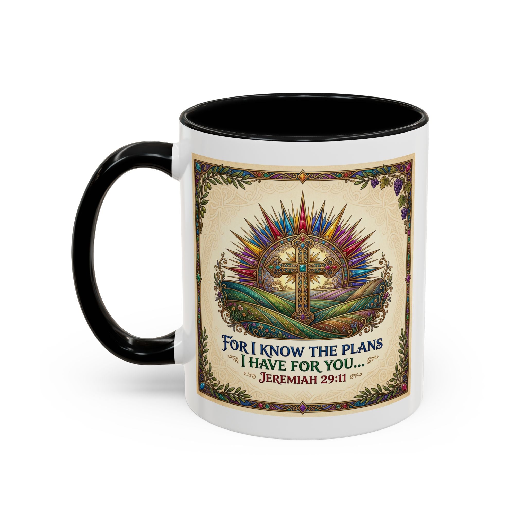 Accent Coffee Mug (11, 15oz) "for I know the plans I have for you" Jeremiah 29:11