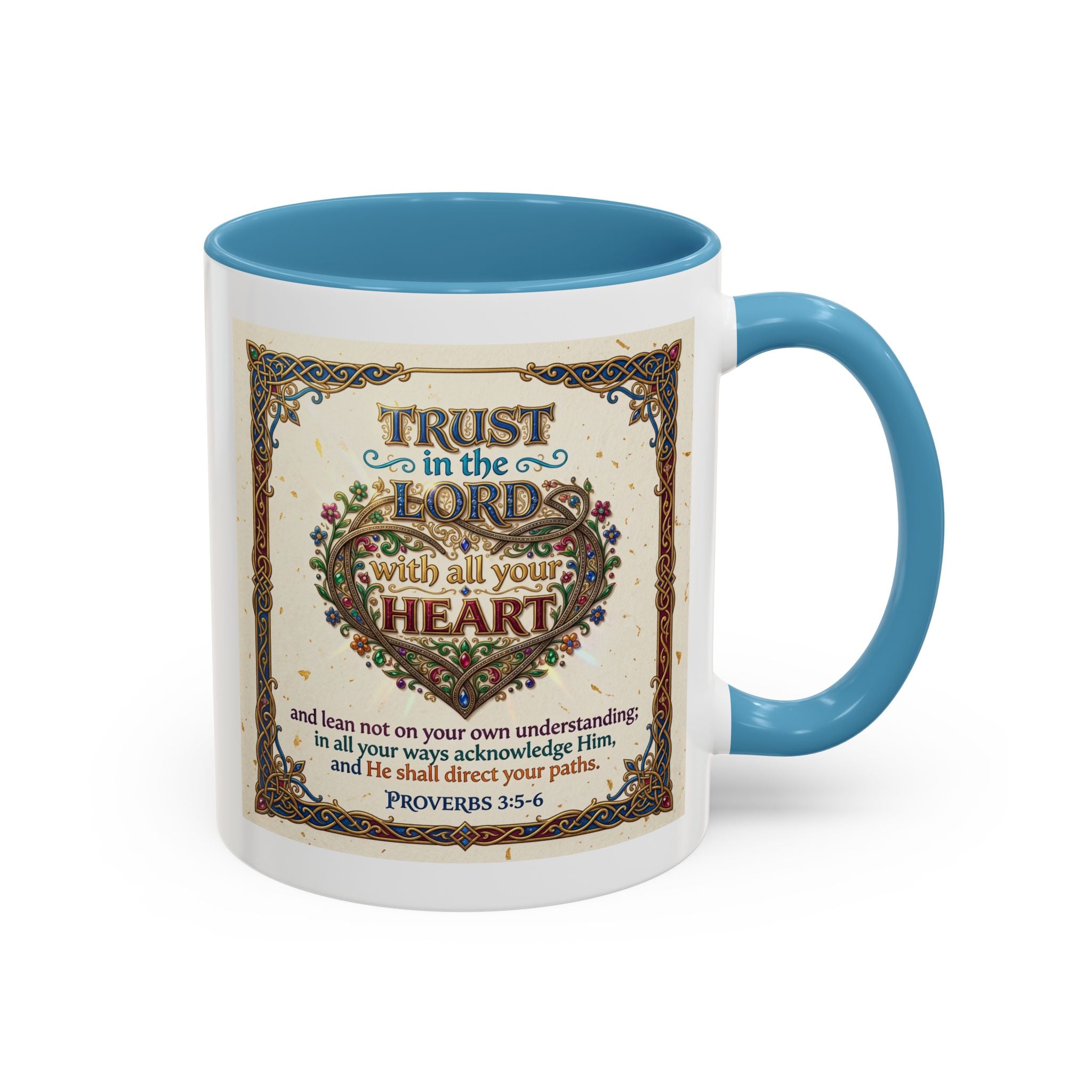 Accent Coffee Mug (11, 15oz) "Trust in the Lord..."  Poverbs 3:5-6