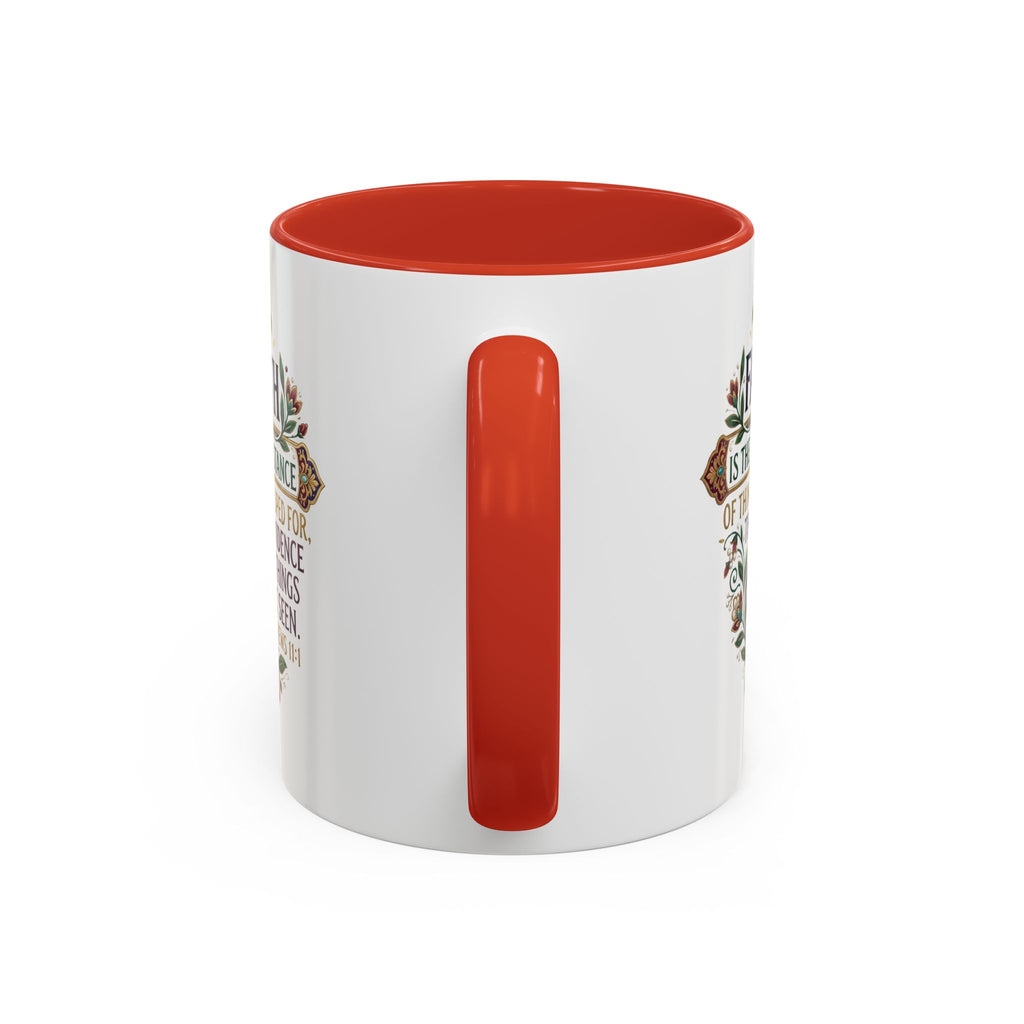 Accent Coffee Mug (11, 15oz) "Faith is the substance" Hebrews 11:1