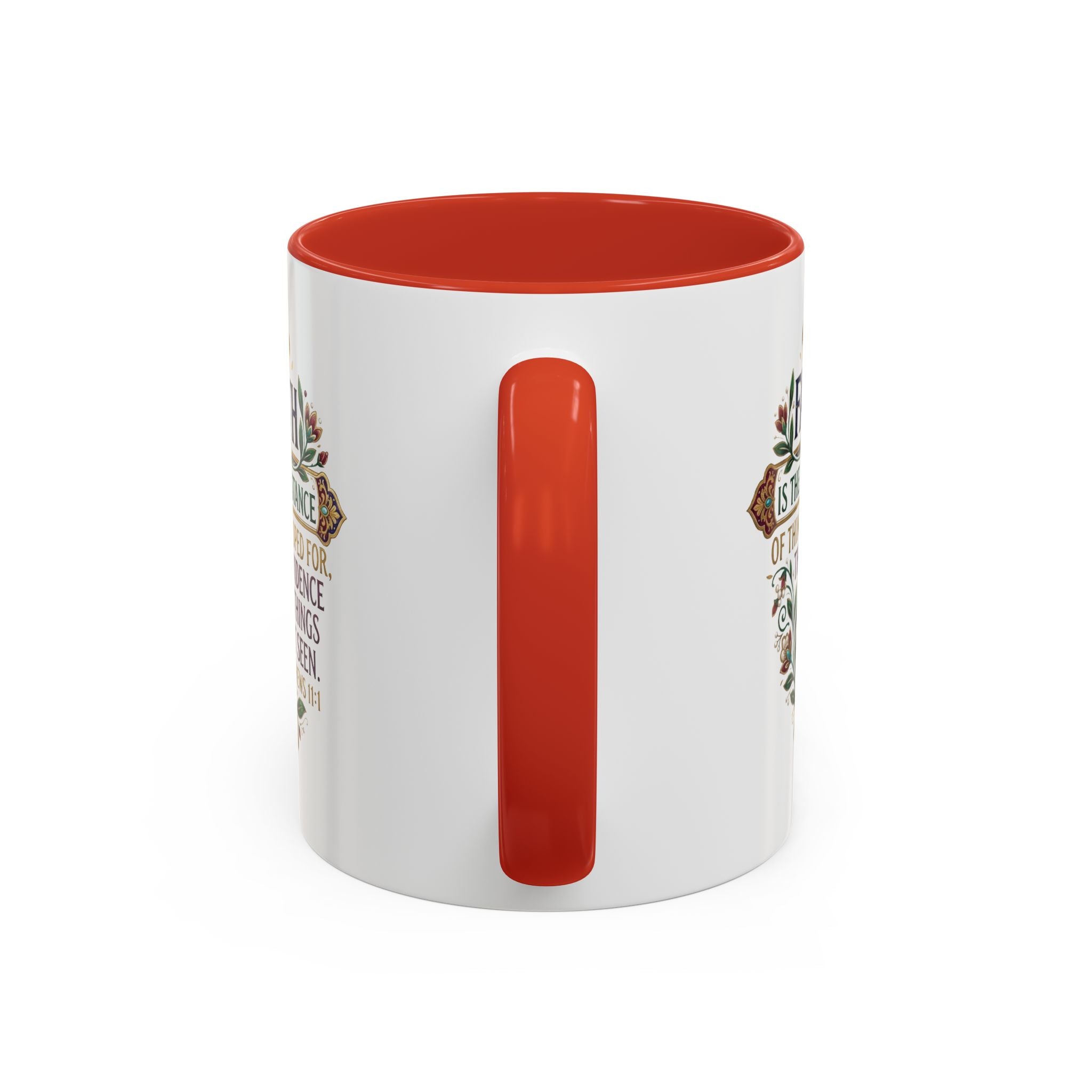 Accent Coffee Mug (11, 15oz) "Faith is the substance" Hebrews 11:1