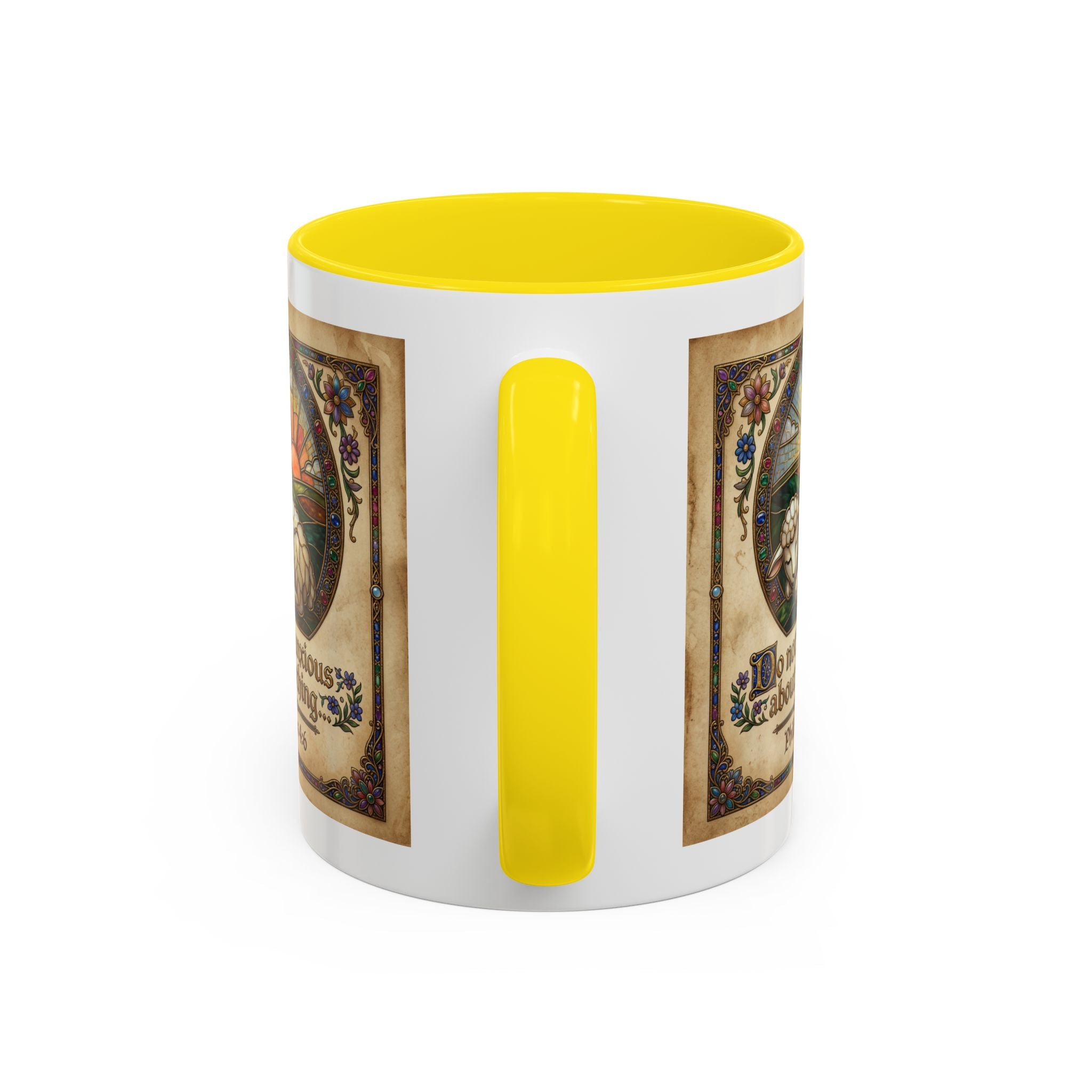 Accent Coffee Mug (11, 15oz) "Be not anxious about anything Phillipians 4:6