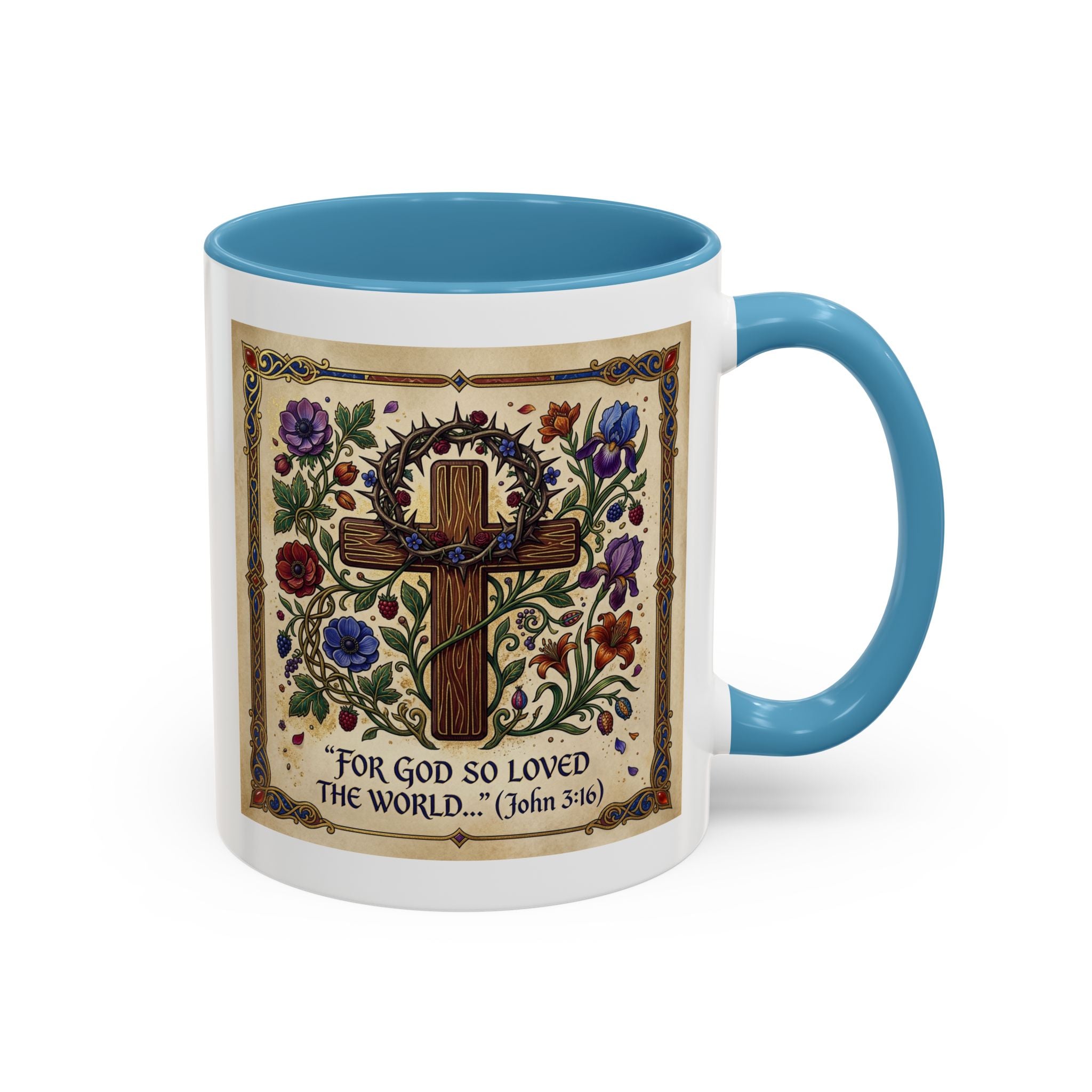 Accent Coffee Mug (11, 15oz) "For God so loved the world" John 3:16