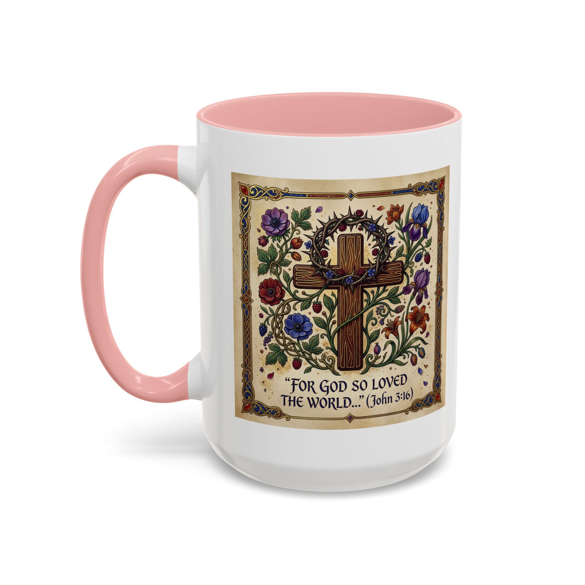 Accent Coffee Mug (11, 15oz) "For God so loved the world" John 3:16
