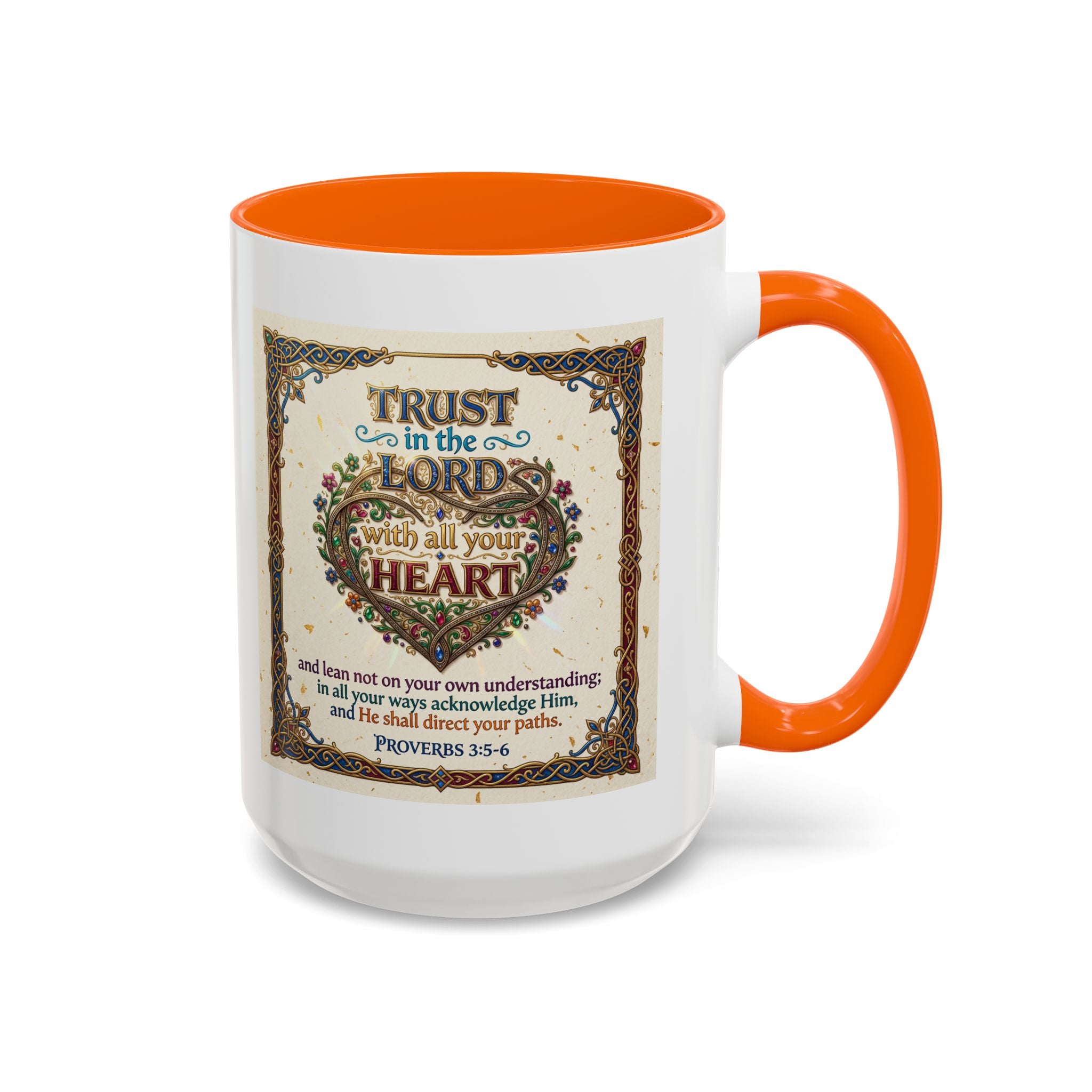 Accent Coffee Mug (11, 15oz) "Trust in the Lord..."  Poverbs 3:5-6