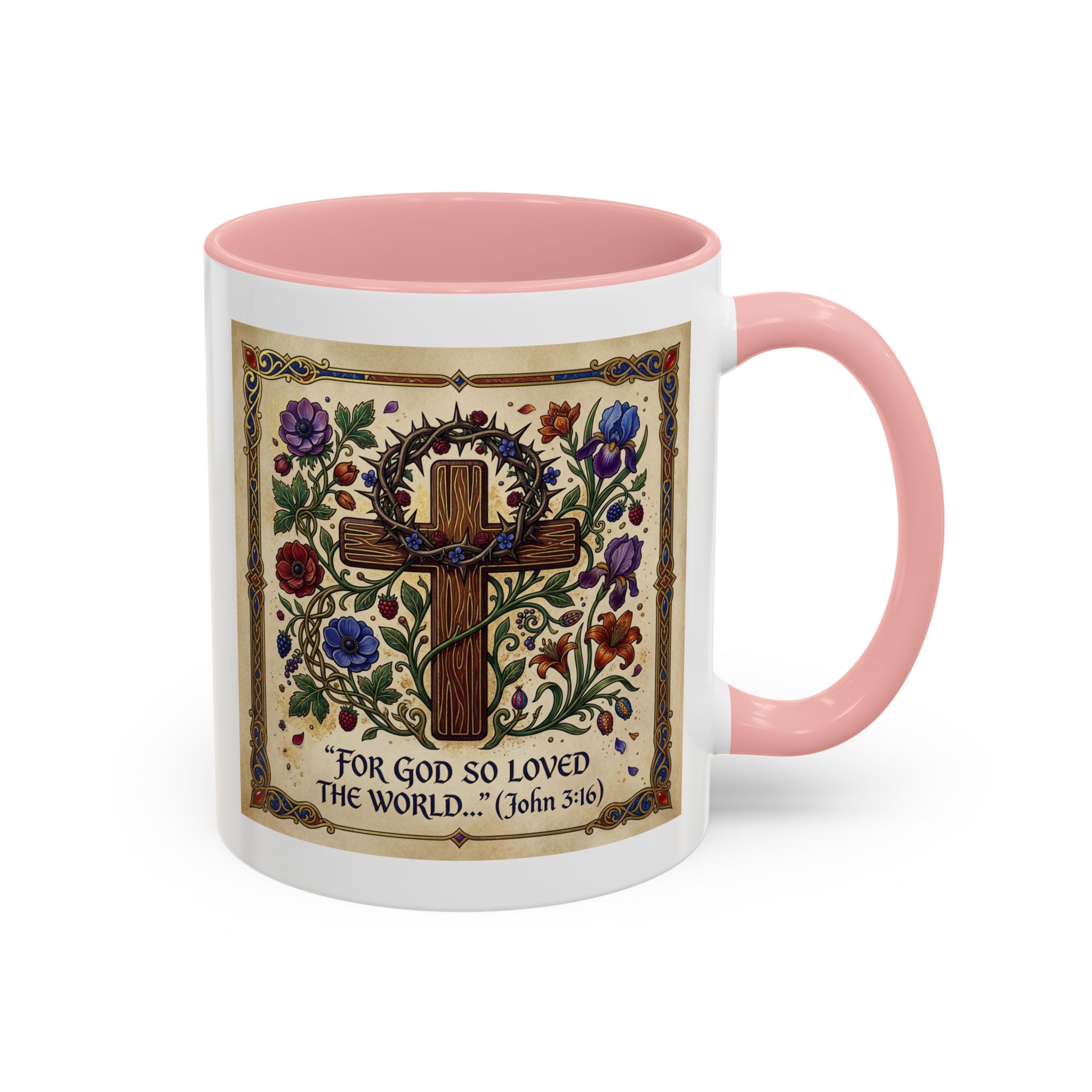 Accent Coffee Mug (11, 15oz) "For God so loved the world" John 3:16