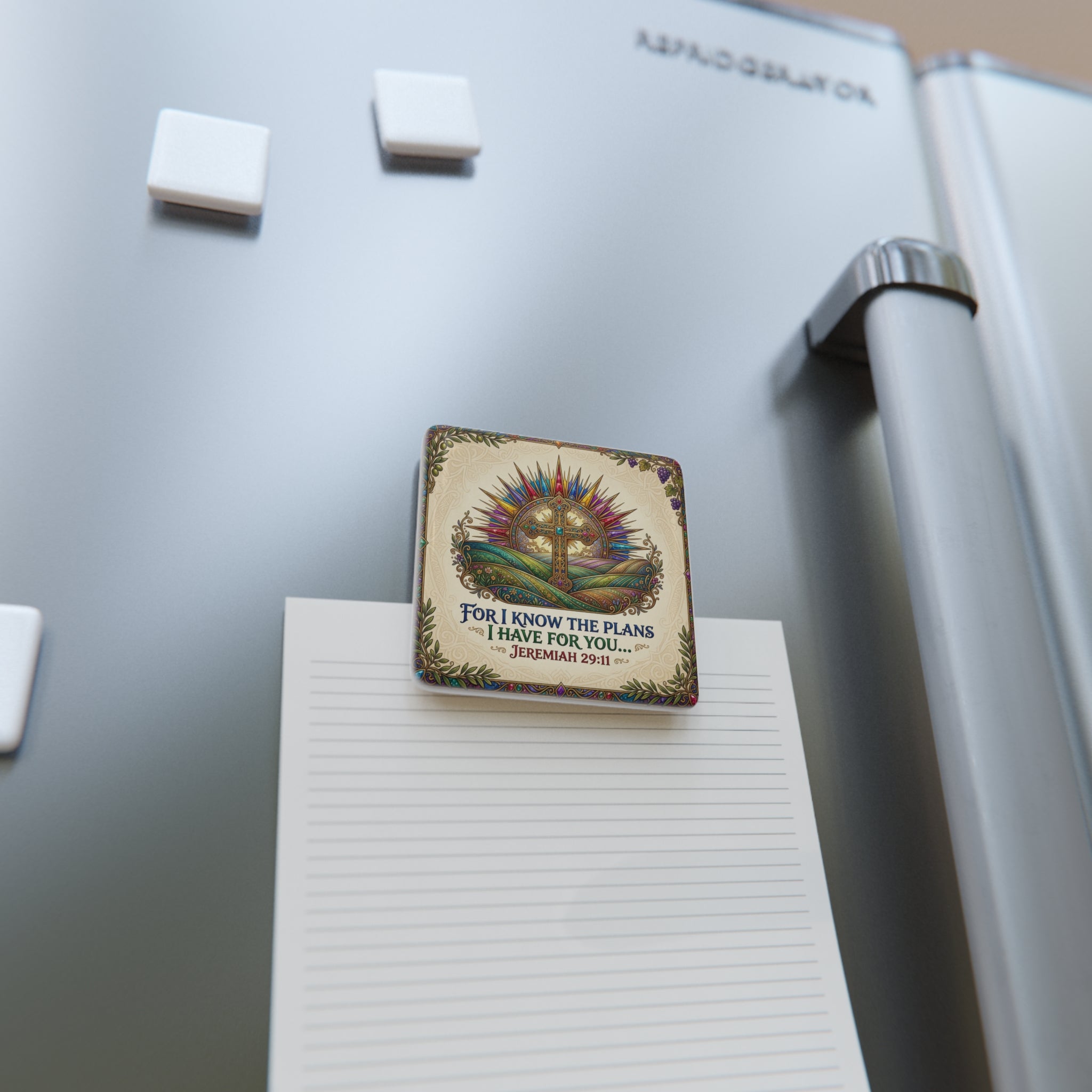 Porcelain Magnet, Square "For I know the plans" Jeremiah 29:11