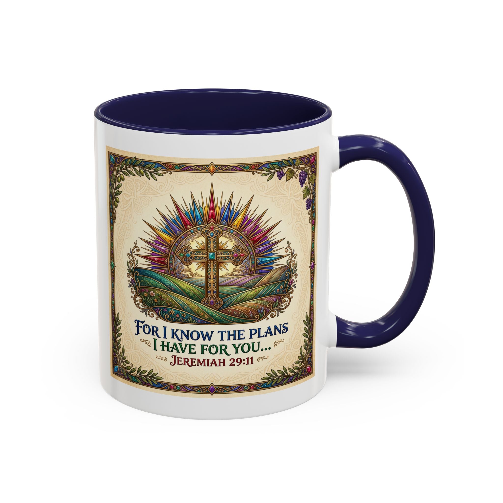 Accent Coffee Mug (11, 15oz) "for I know the plans I have for you" Jeremiah 29:11