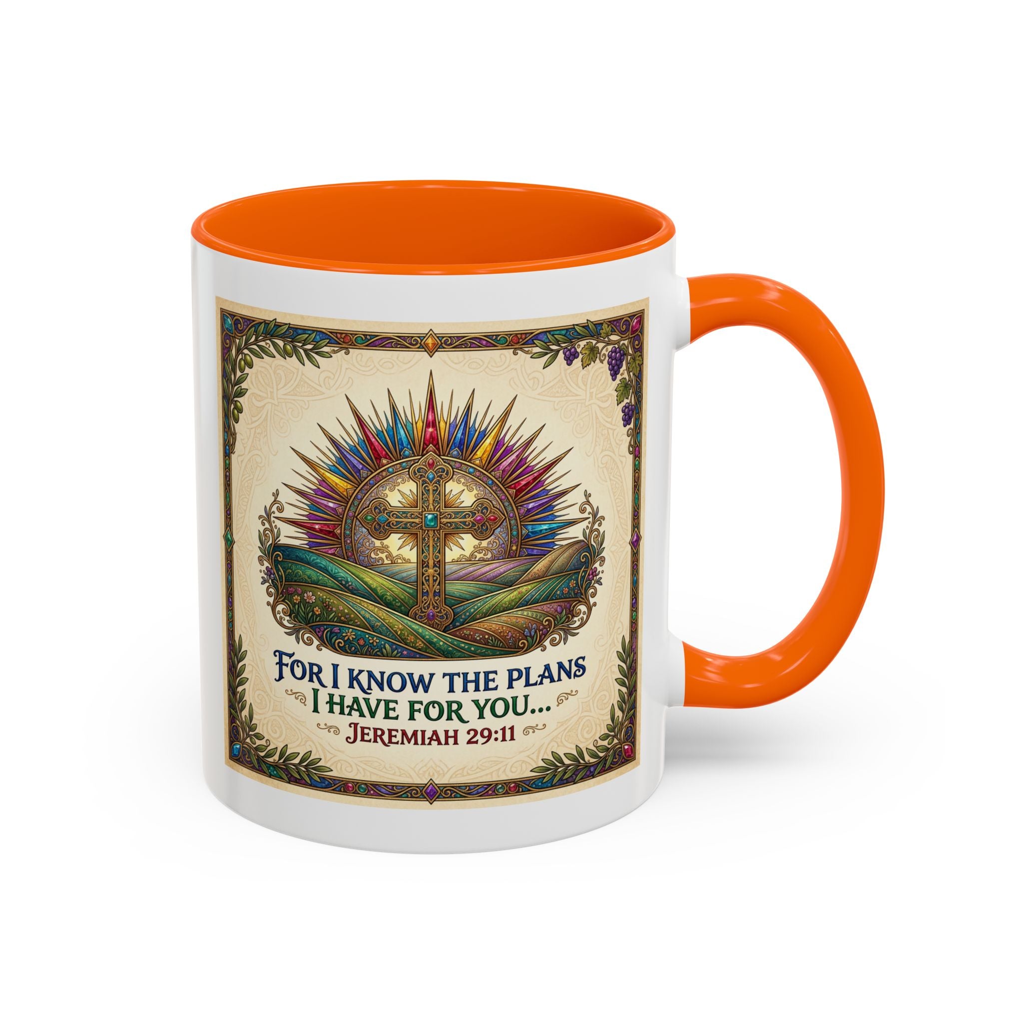 Accent Coffee Mug (11, 15oz) "for I know the plans I have for you" Jeremiah 29:11