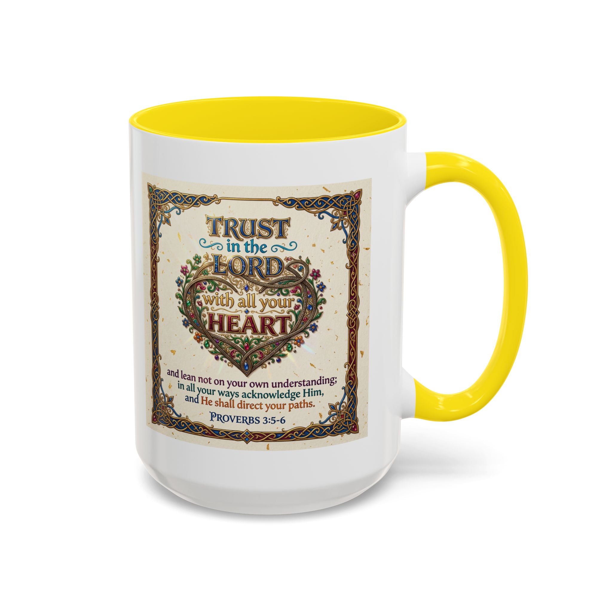 Accent Coffee Mug (11, 15oz) "Trust in the Lord..."  Poverbs 3:5-6