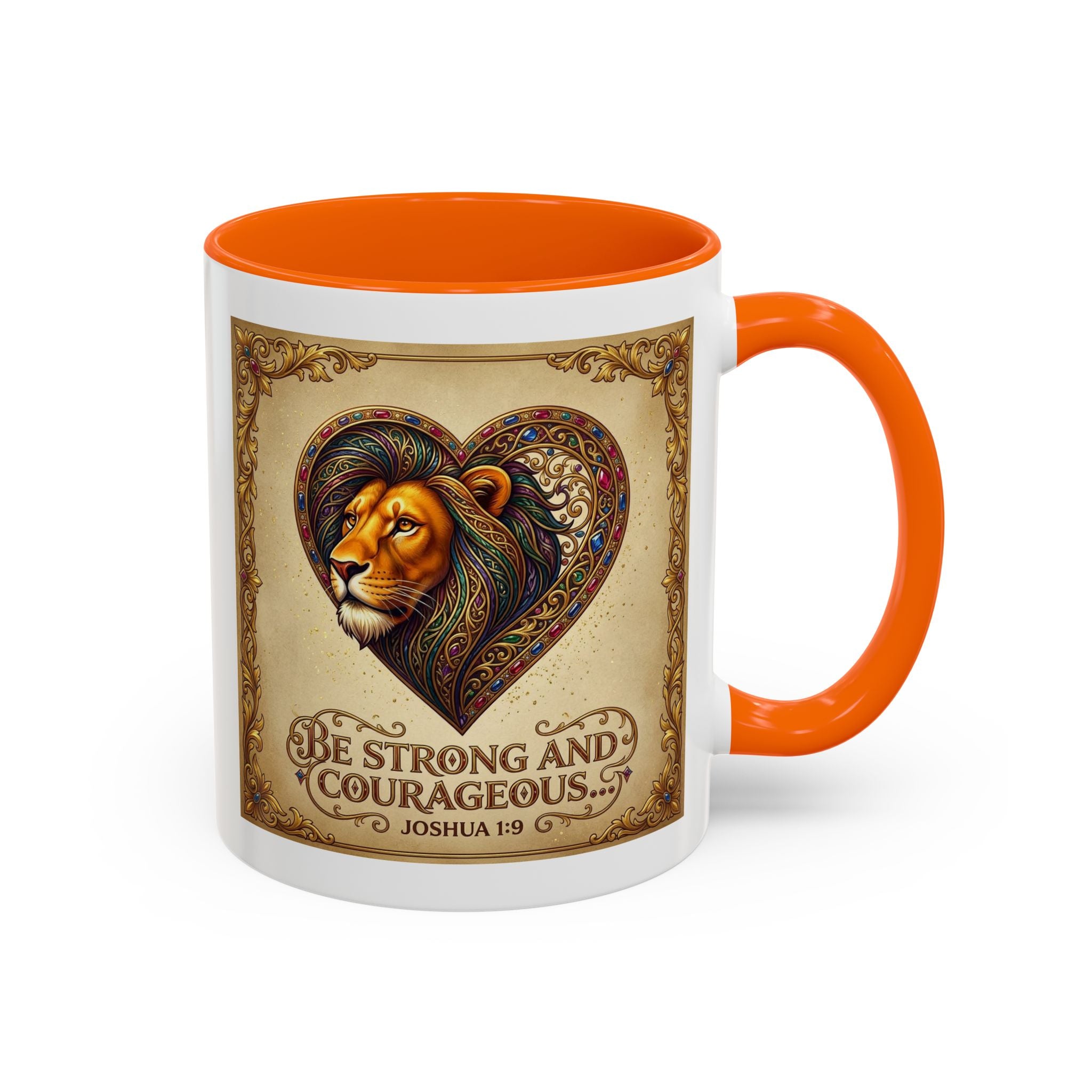 Accent Coffee Mug (11, 15oz) "Be strong and courageous" Joshua 1:9