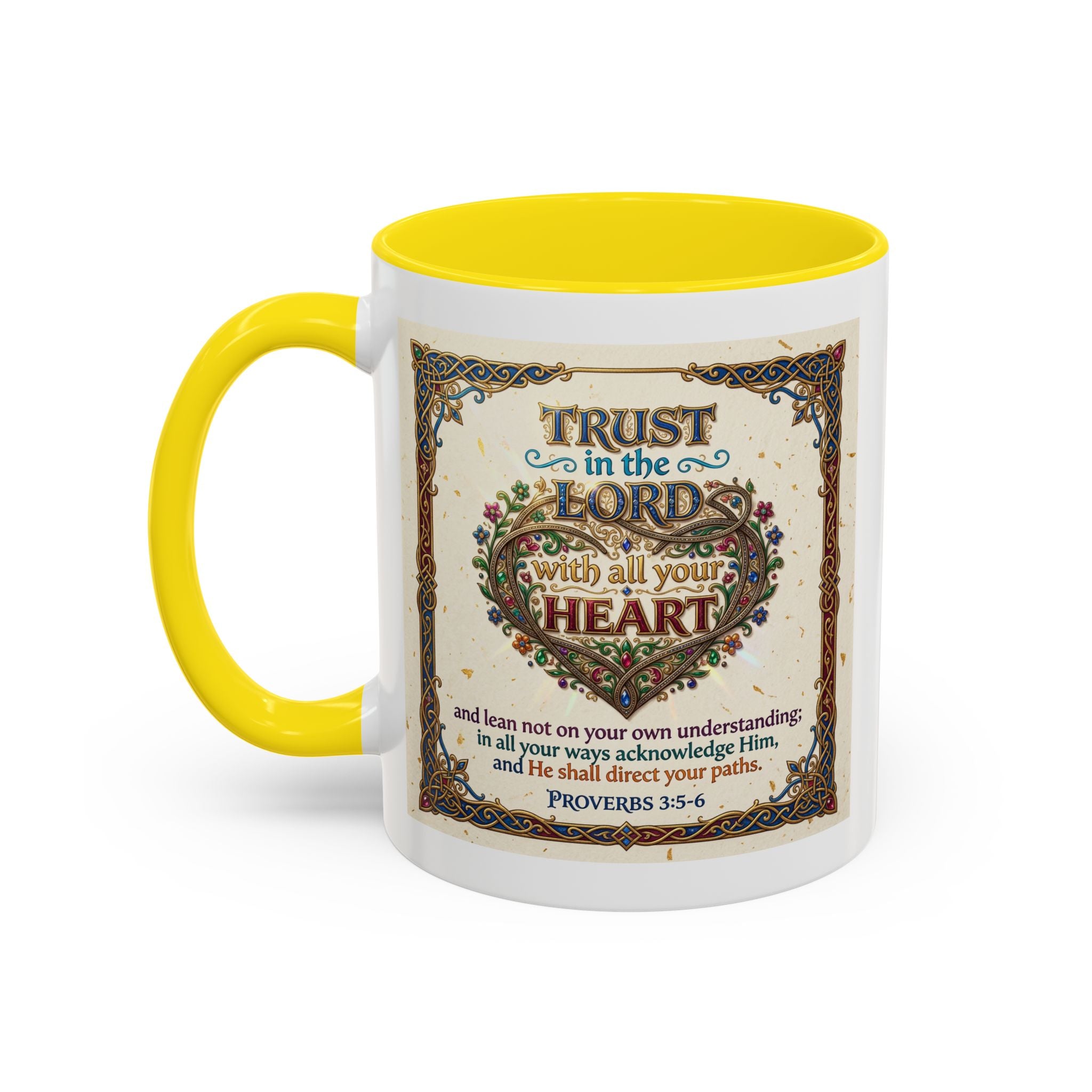 Accent Coffee Mug (11, 15oz) "Trust in the Lord..."  Poverbs 3:5-6