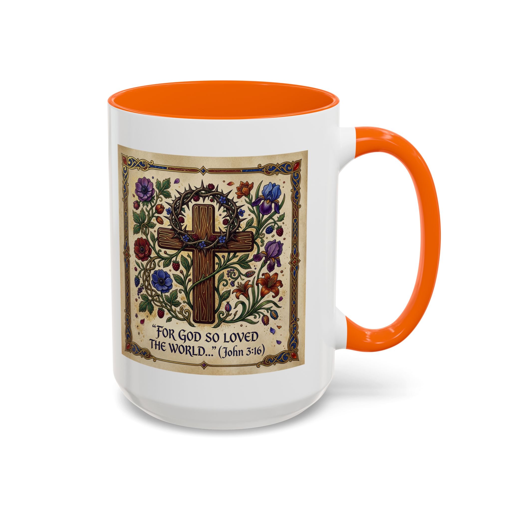 Accent Coffee Mug (11, 15oz) "For God so loved the world" John 3:16