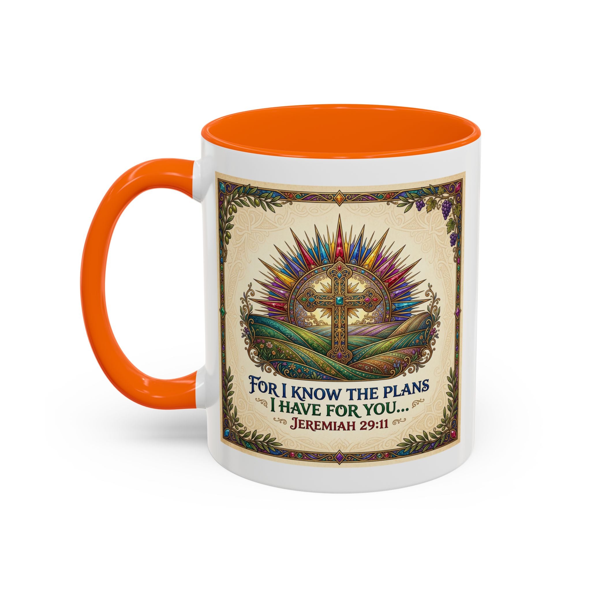 Accent Coffee Mug (11, 15oz) "for I know the plans I have for you" Jeremiah 29:11