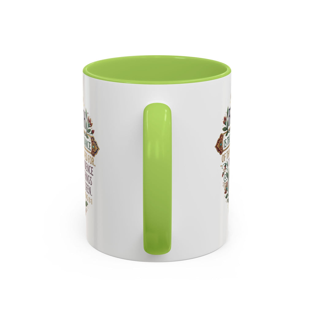 Accent Coffee Mug (11, 15oz) "Faith is the substance" Hebrews 11:1