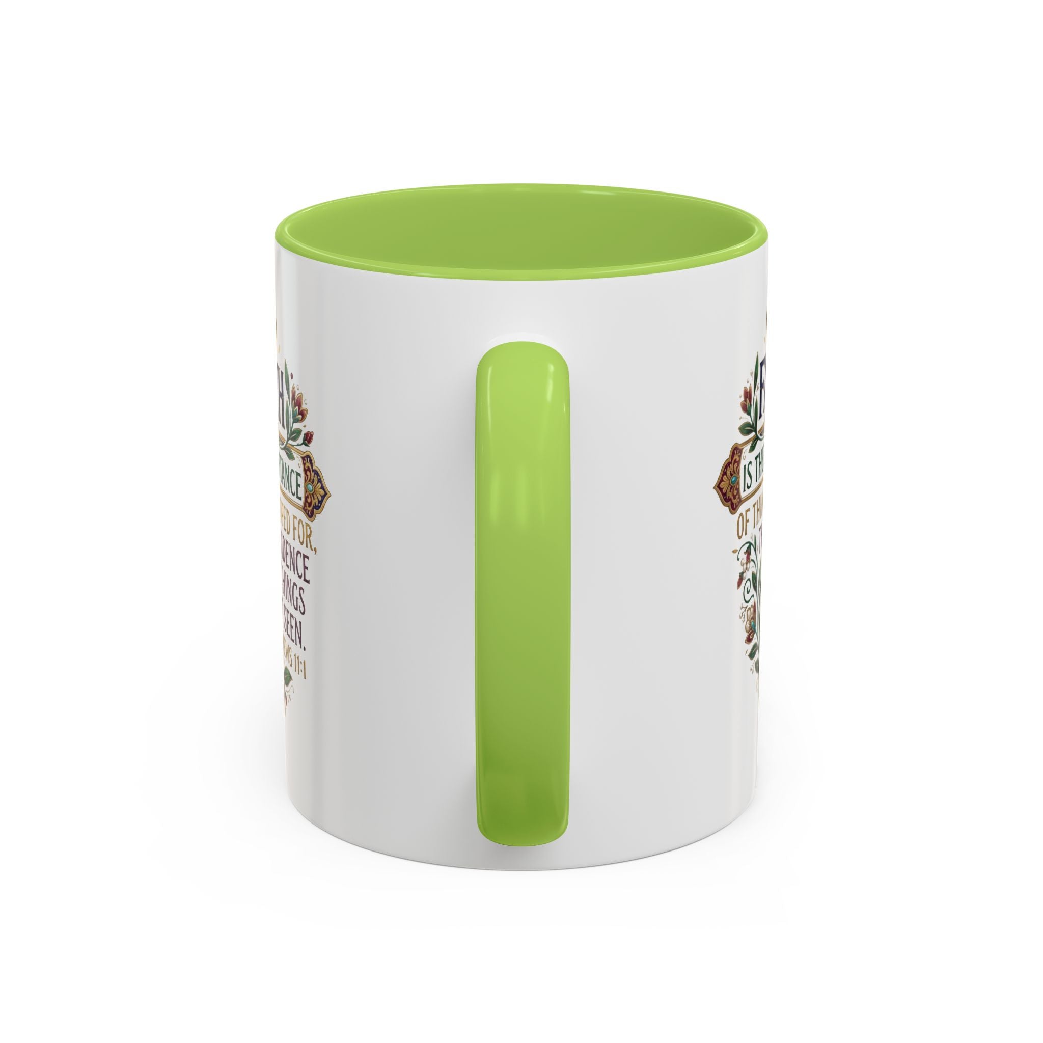 Accent Coffee Mug (11, 15oz) "Faith is the substance" Hebrews 11:1