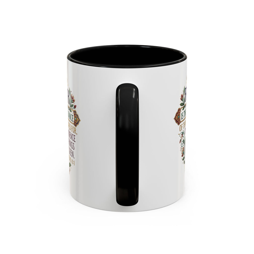Accent Coffee Mug (11, 15oz) "Faith is the substance" Hebrews 11:1