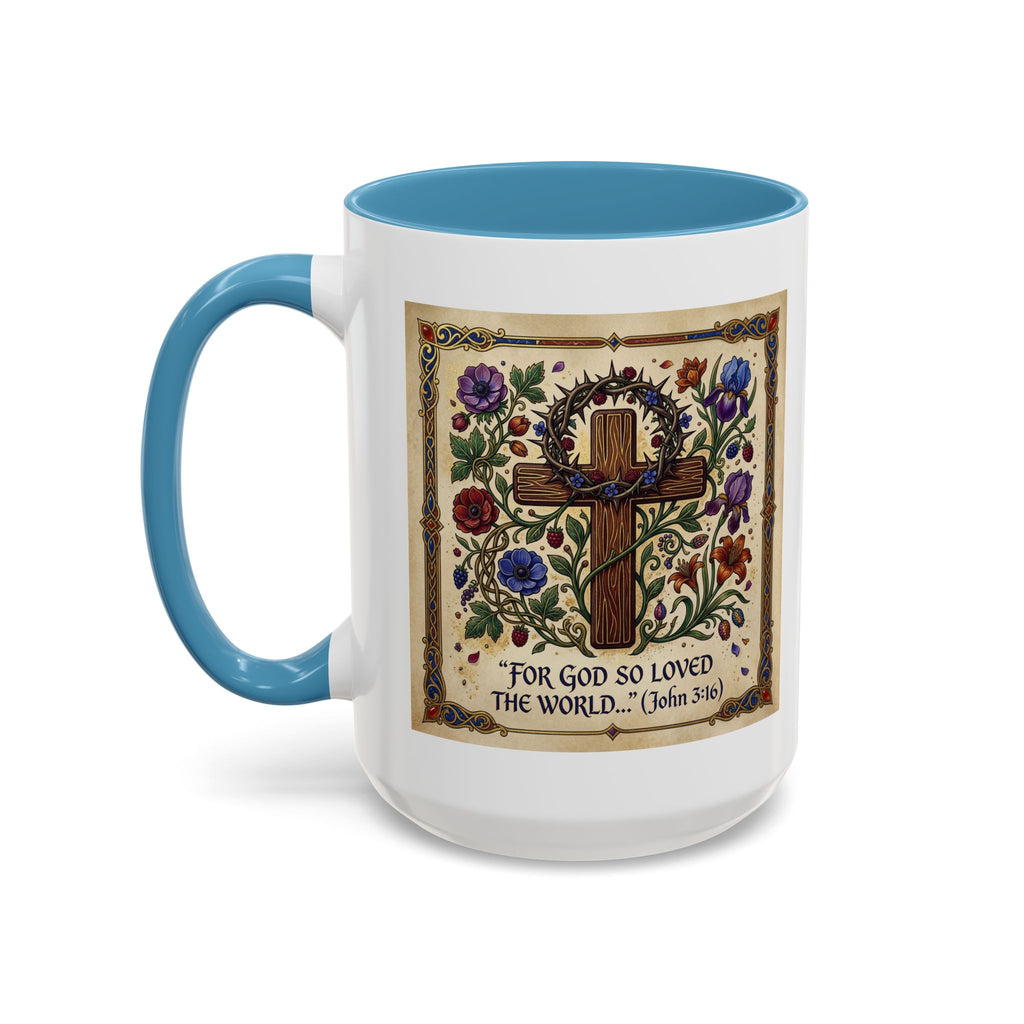 Accent Coffee Mug (11, 15oz) "For God so loved the world" John 3:16