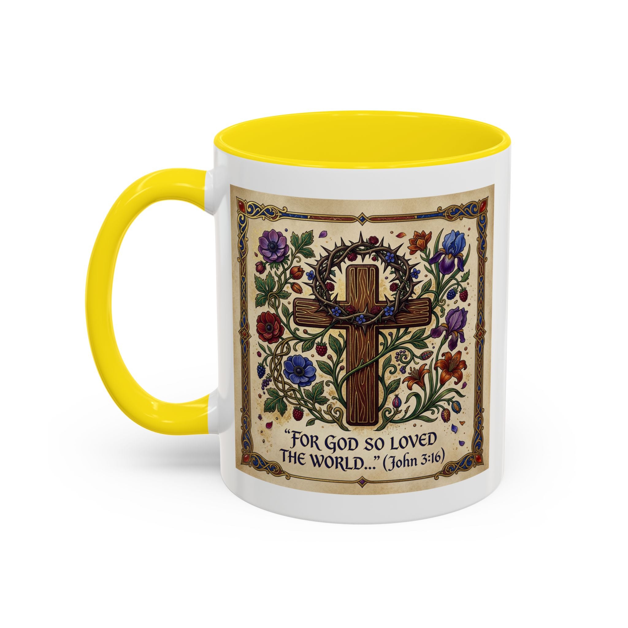 Accent Coffee Mug (11, 15oz) "For God so loved the world" John 3:16