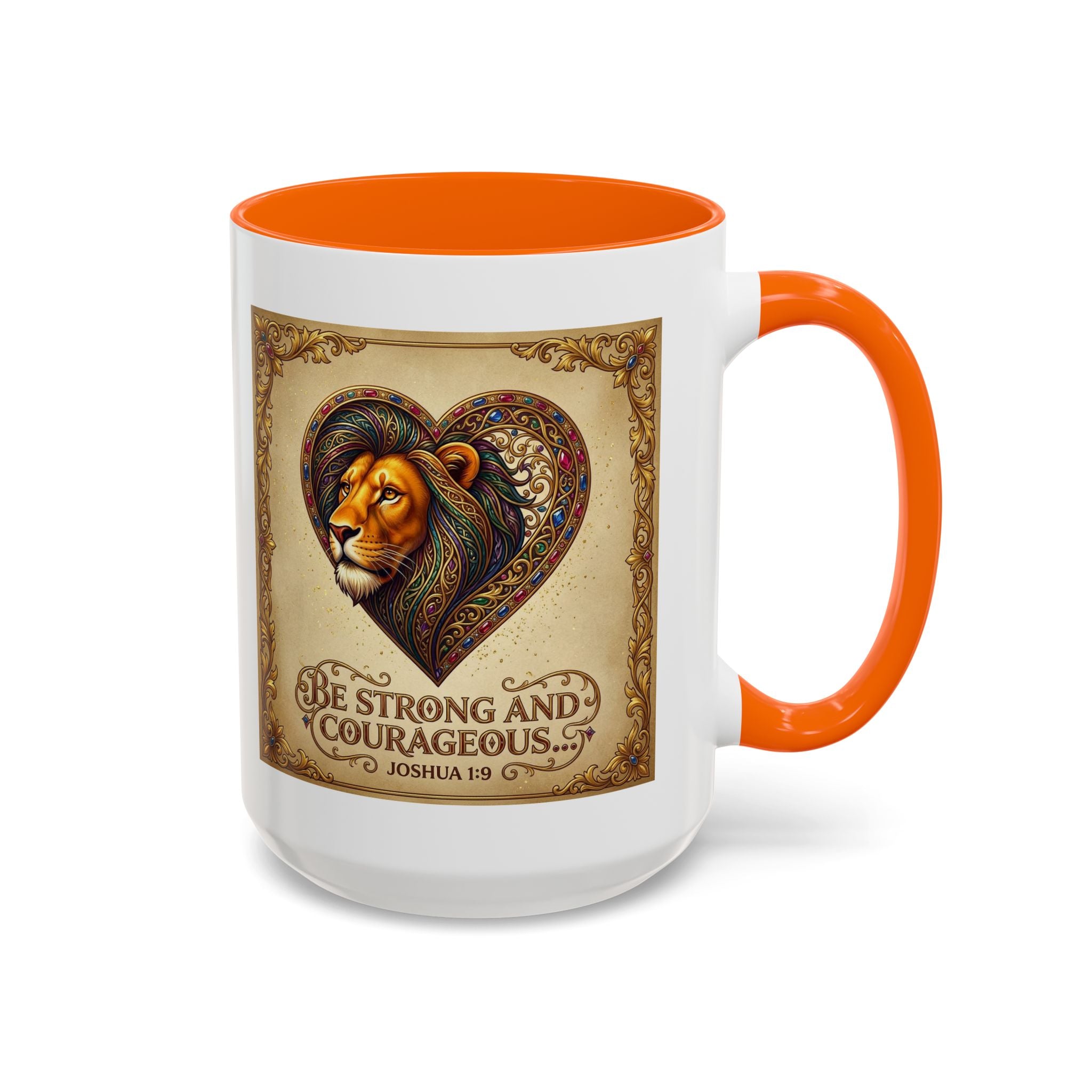 Accent Coffee Mug (11, 15oz) "Be strong and courageous" Joshua 1:9