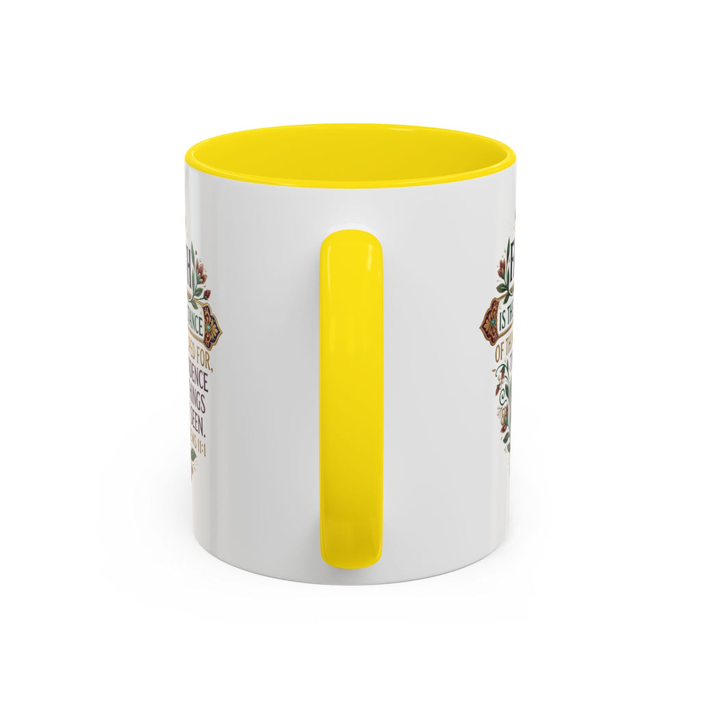 Accent Coffee Mug (11, 15oz) "Faith is the substance" Hebrews 11:1