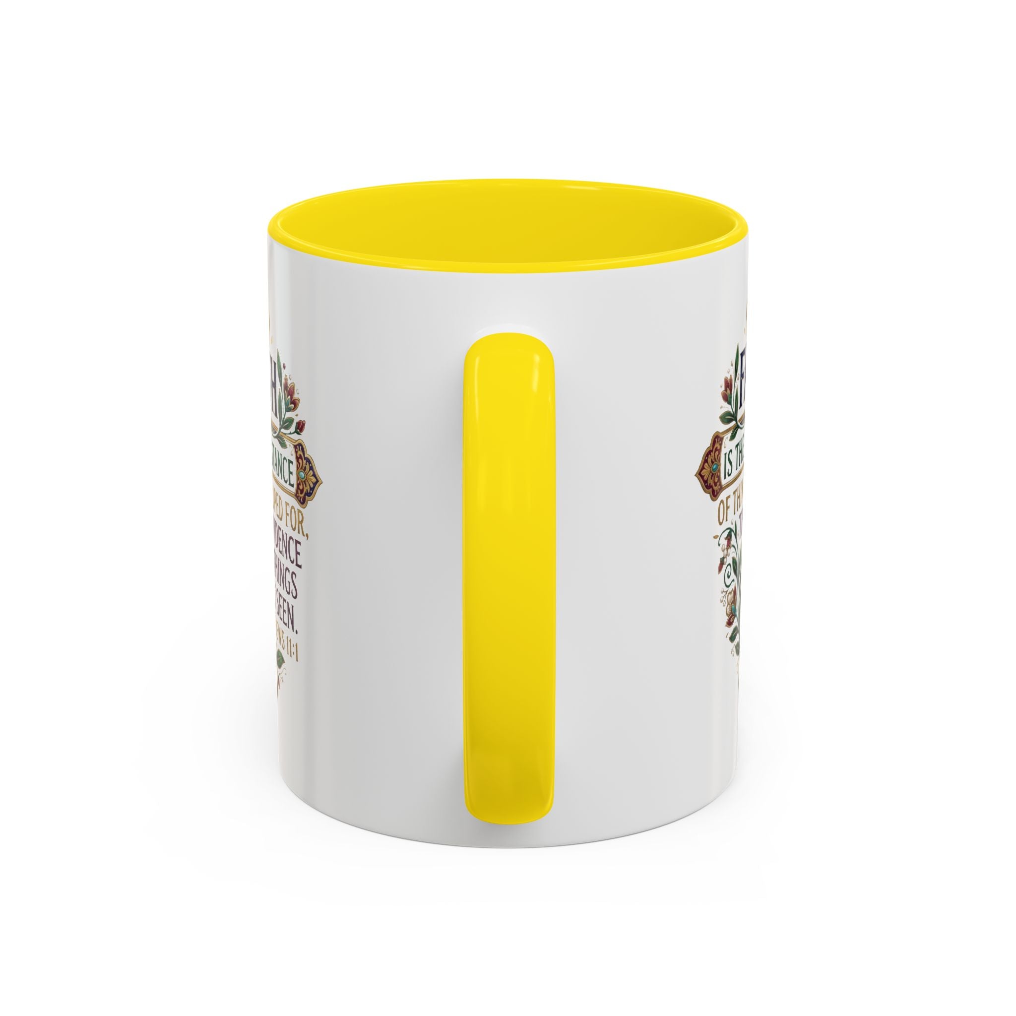 Accent Coffee Mug (11, 15oz) "Faith is the substance" Hebrews 11:1
