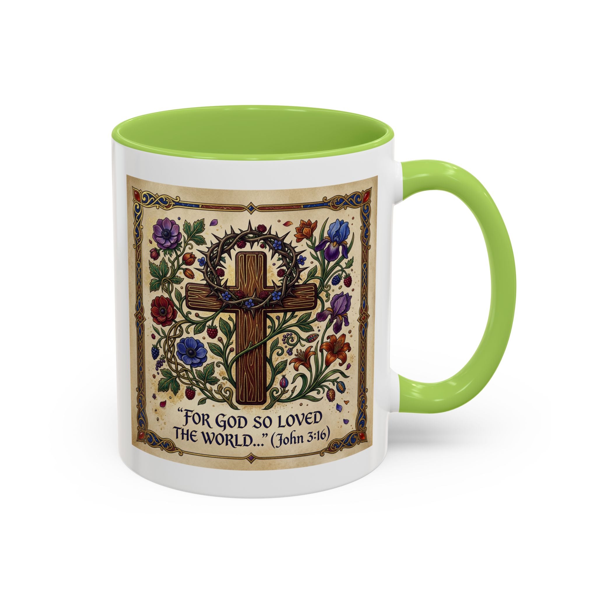 Accent Coffee Mug (11, 15oz) "For God so loved the world" John 3:16