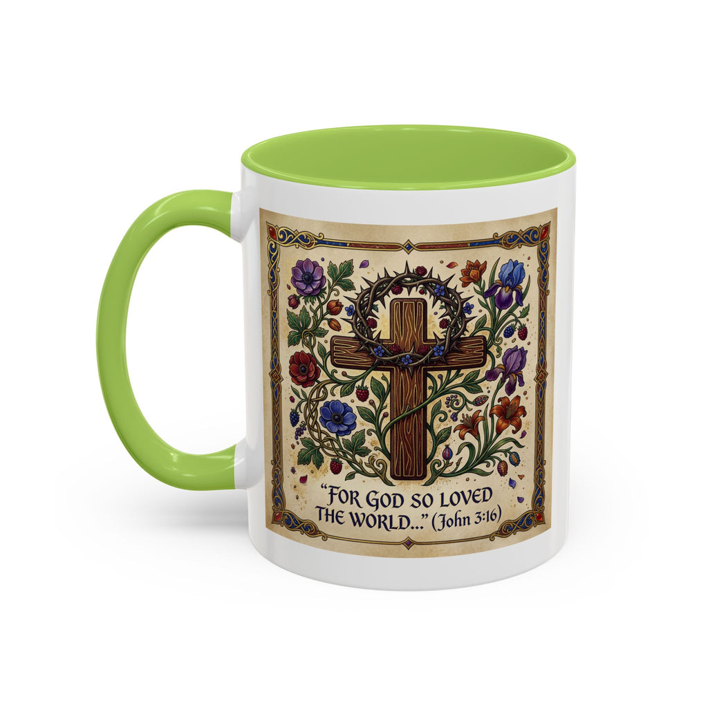 Accent Coffee Mug (11, 15oz) "For God so loved the world" John 3:16
