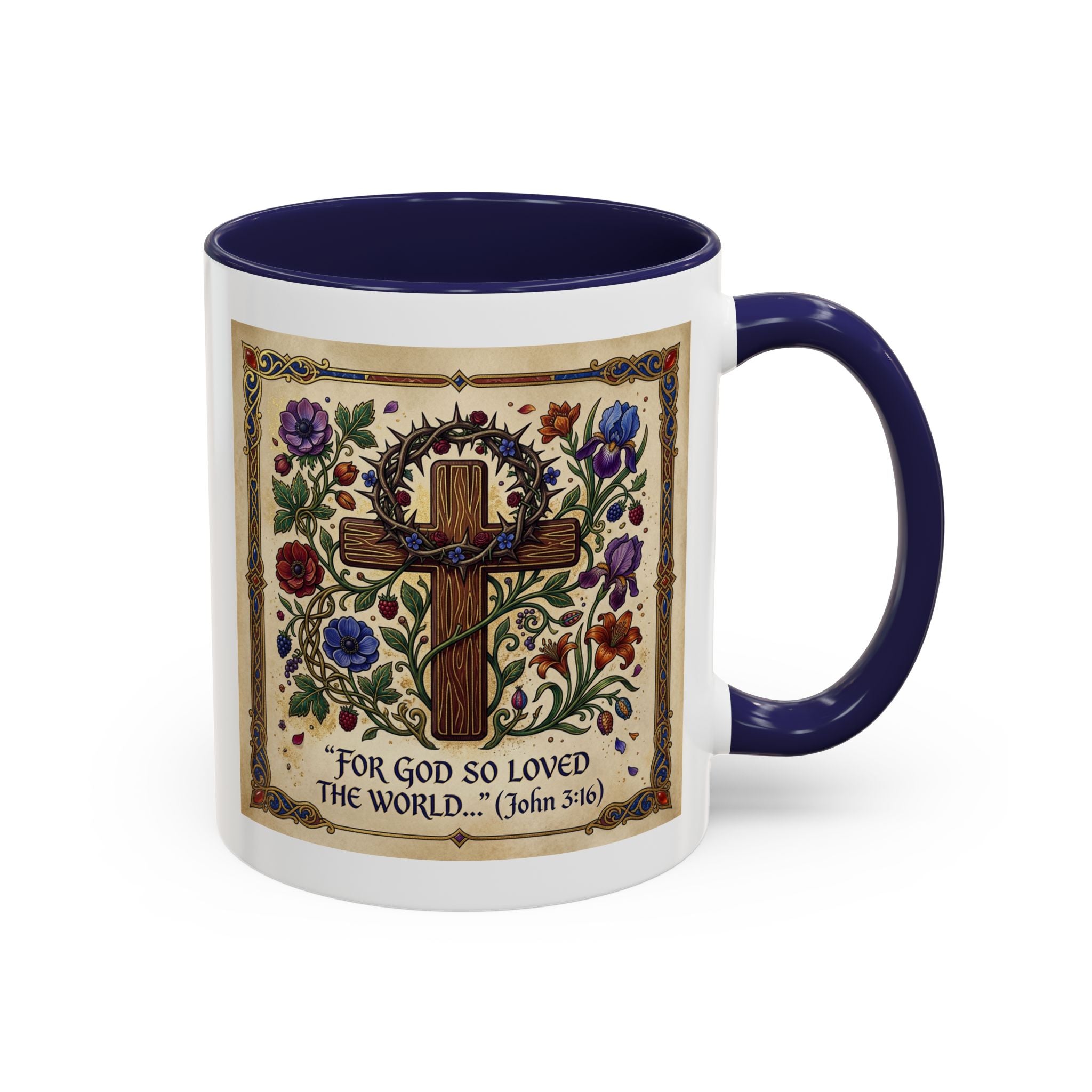 Accent Coffee Mug (11, 15oz) "For God so loved the world" John 3:16