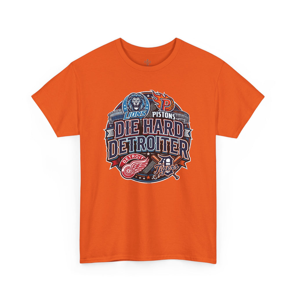 Unisex Heavy Cotton Tee DIE HARD DETROITER, sports style 1