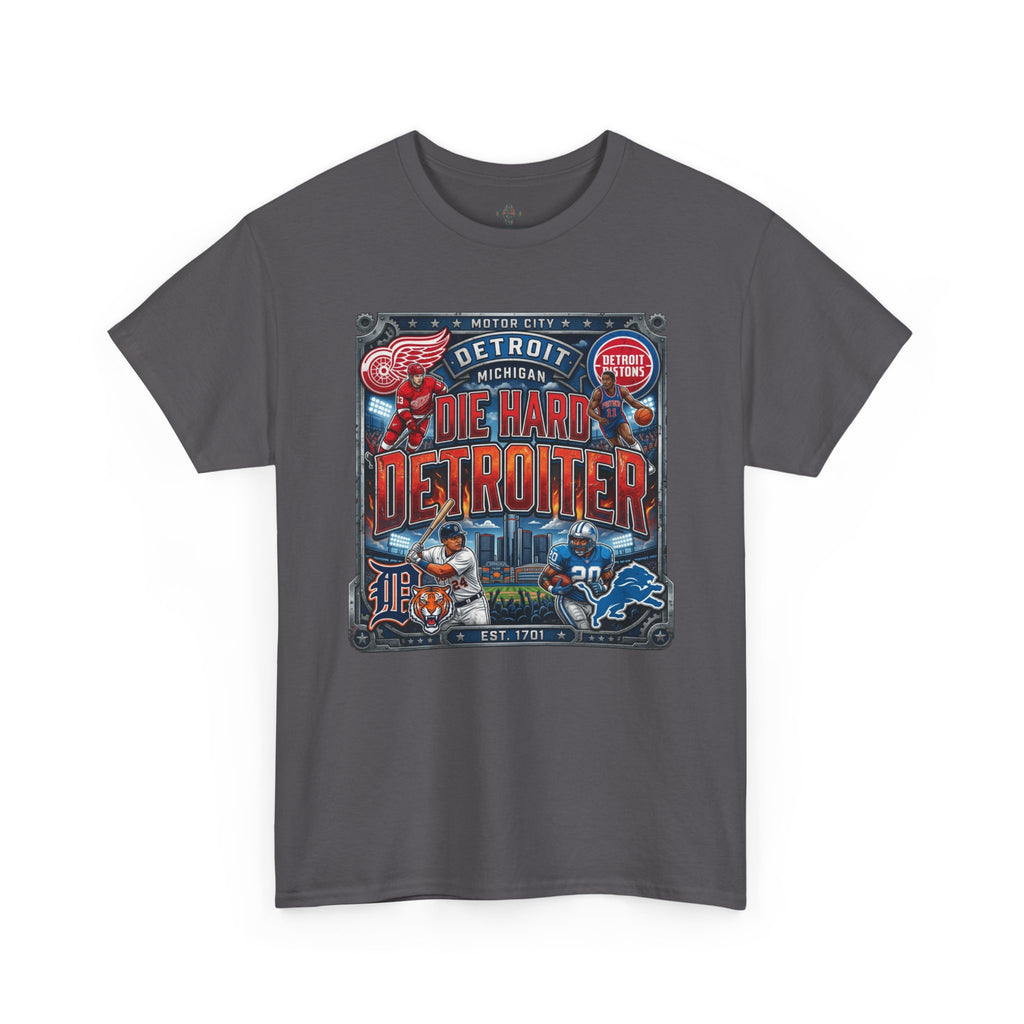 Unisex Heavy Cotton Tee DIE HARD DETROITER, sports style 2