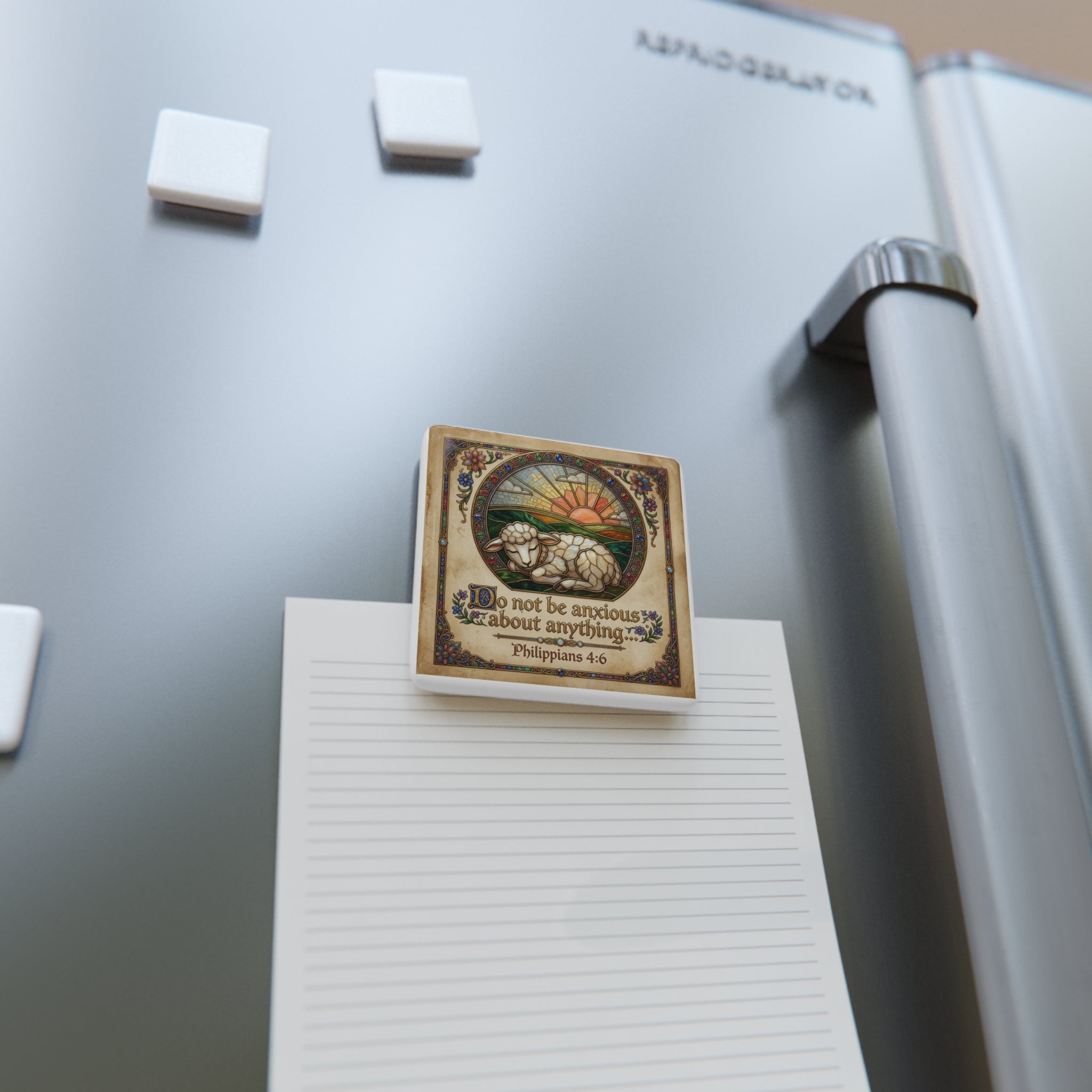 Porcelain Magnet, Square "Do not be anxious about anything..." Phillipians 4:6