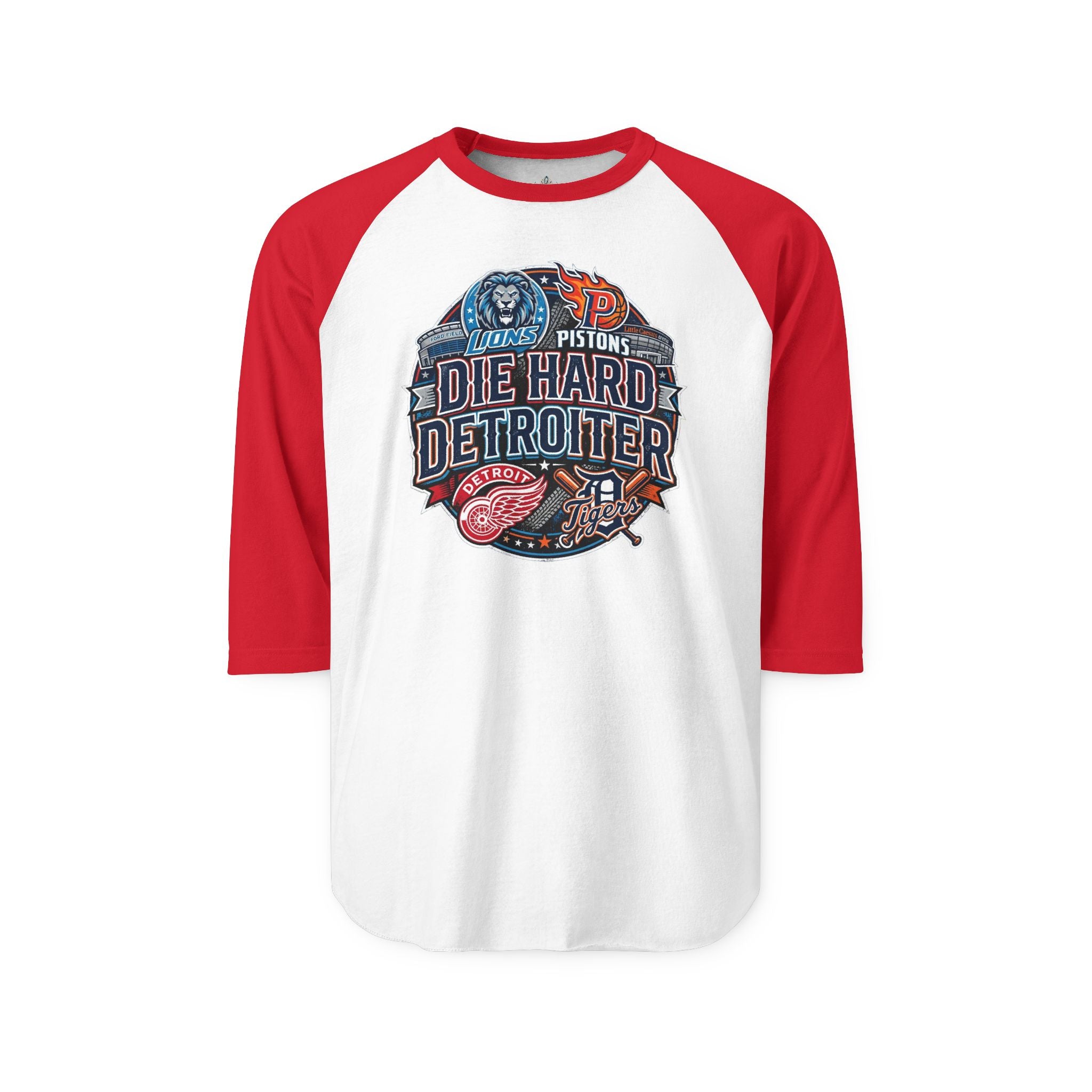 Unisex Three-Quarter Sleeve Raglan Shirt - DIE HARD DETROITER, sports style 1 raglan white