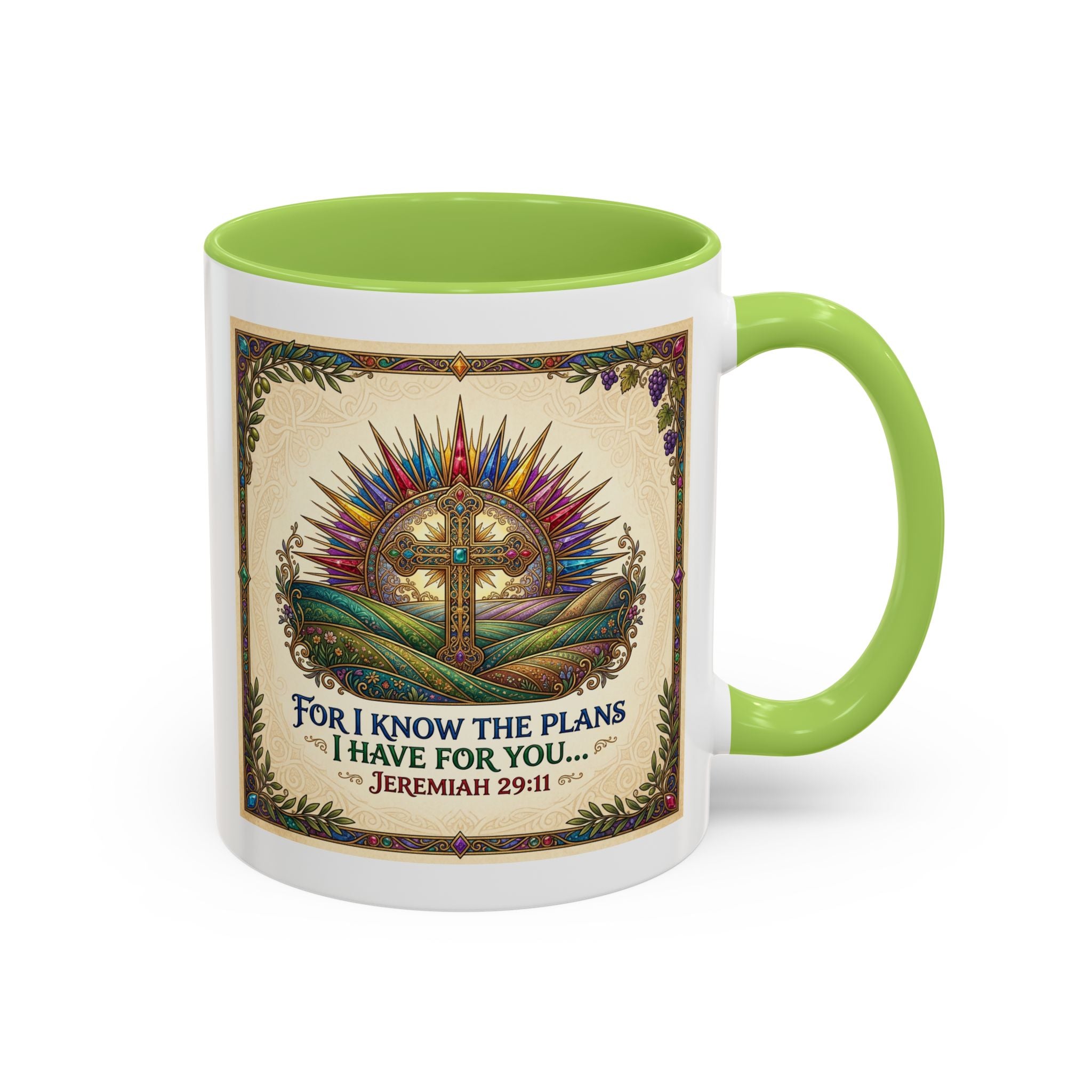 Accent Coffee Mug (11, 15oz) "for I know the plans I have for you" Jeremiah 29:11