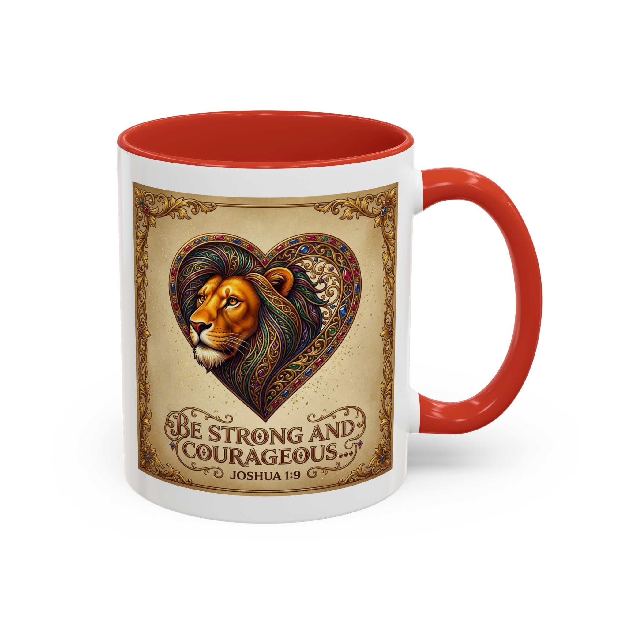 Accent Coffee Mug (11, 15oz) "Be strong and courageous" Joshua 1:9