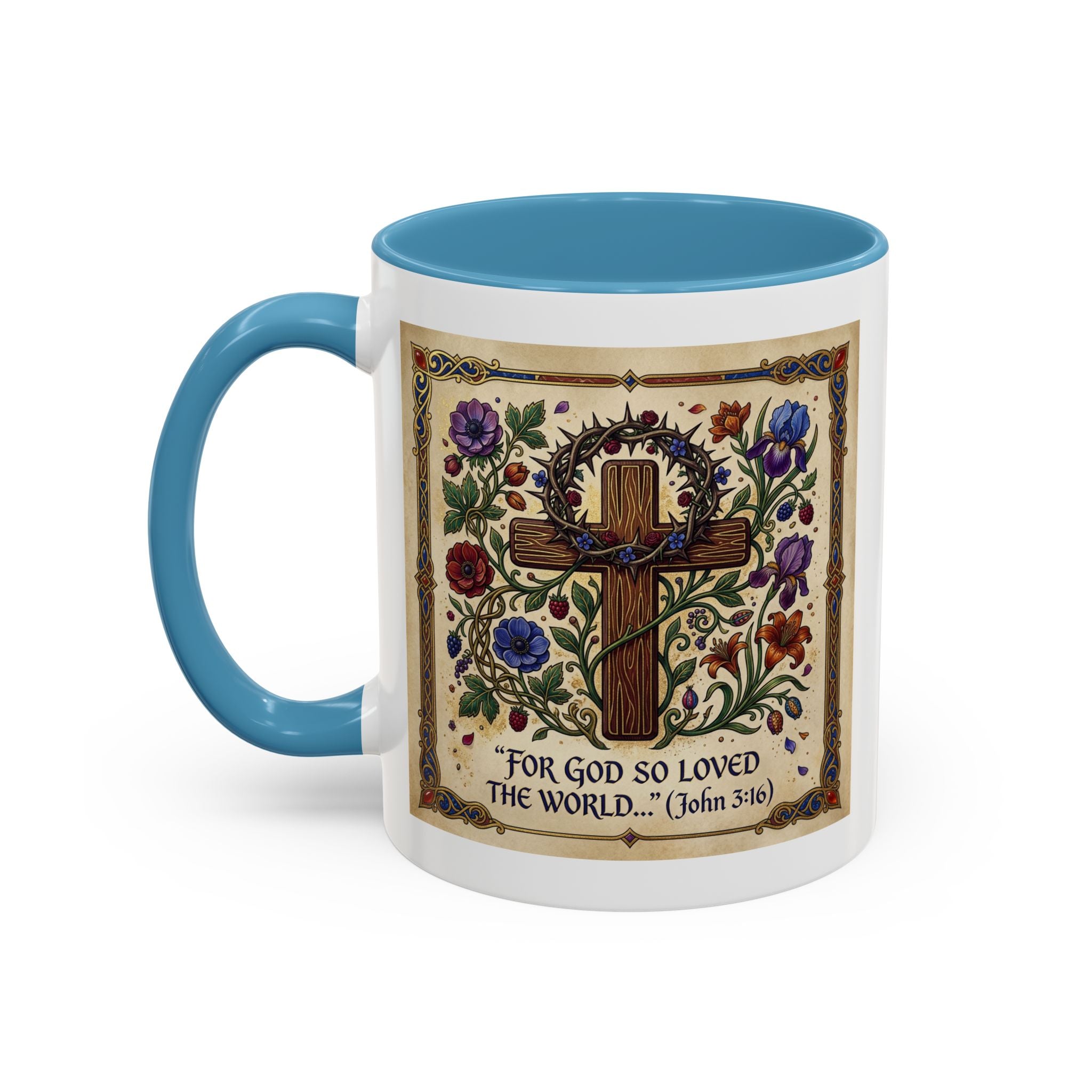 Accent Coffee Mug (11, 15oz) "For God so loved the world" John 3:16