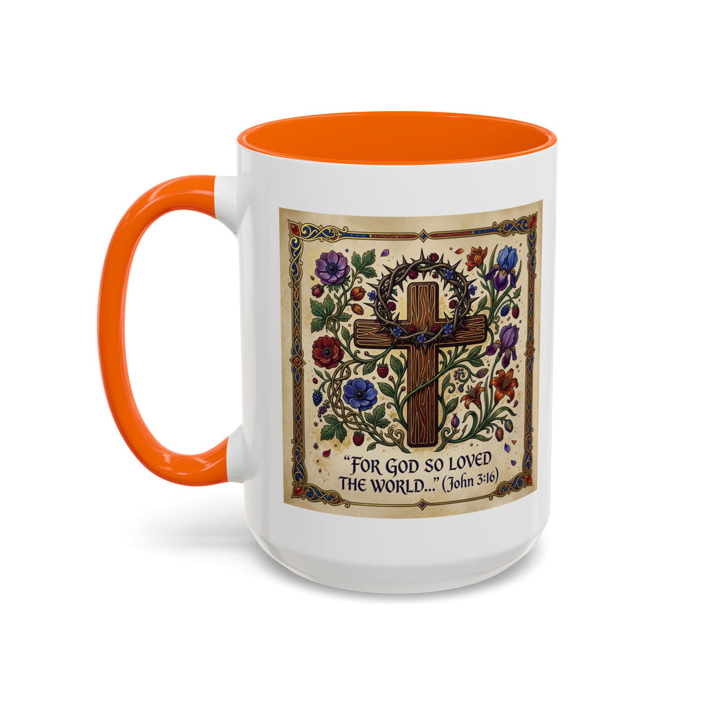 Accent Coffee Mug (11, 15oz) "For God so loved the world" John 3:16
