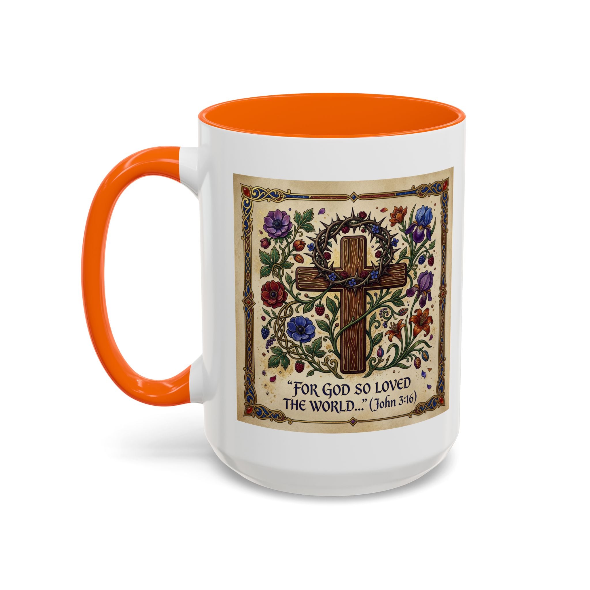 Accent Coffee Mug (11, 15oz) "For God so loved the world" John 3:16