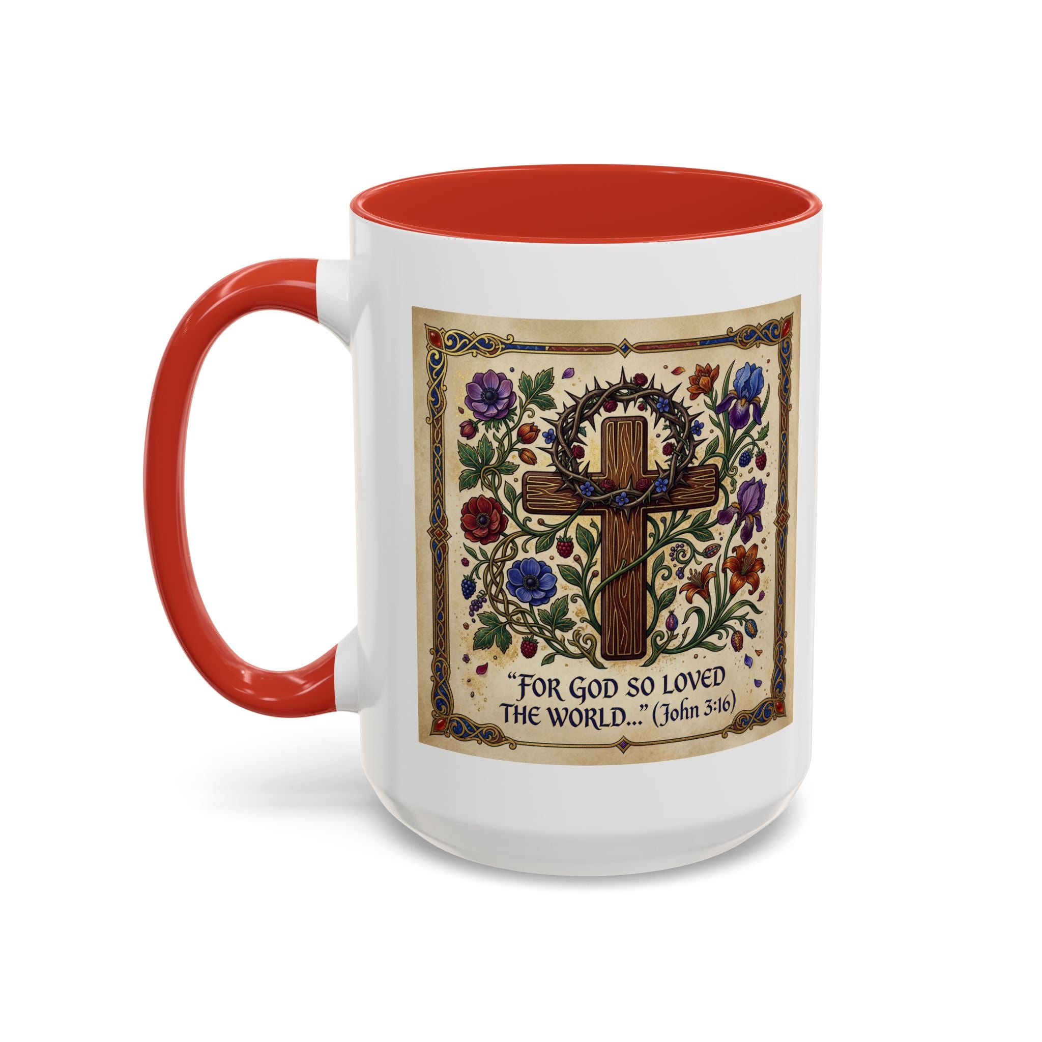 Accent Coffee Mug (11, 15oz) "For God so loved the world" John 3:16