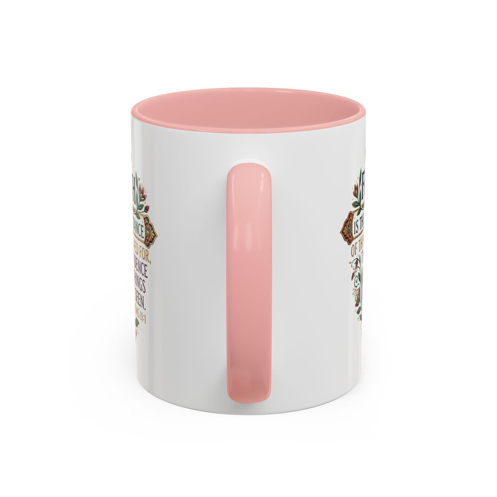 Accent Coffee Mug (11, 15oz) "Faith is the substance" Hebrews 11:1