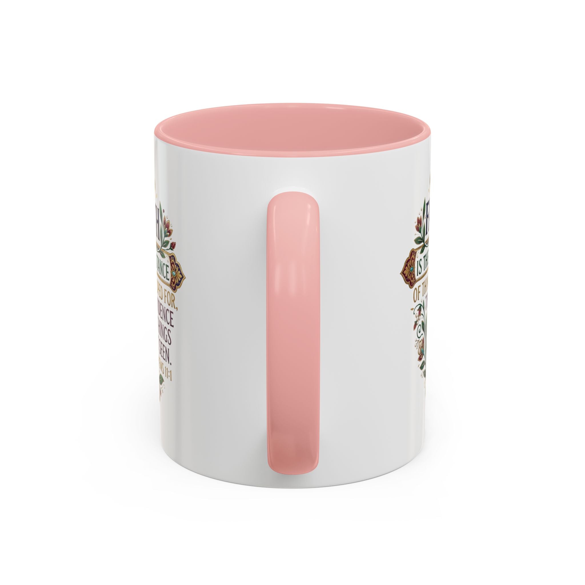 Accent Coffee Mug (11, 15oz) "Faith is the substance" Hebrews 11:1