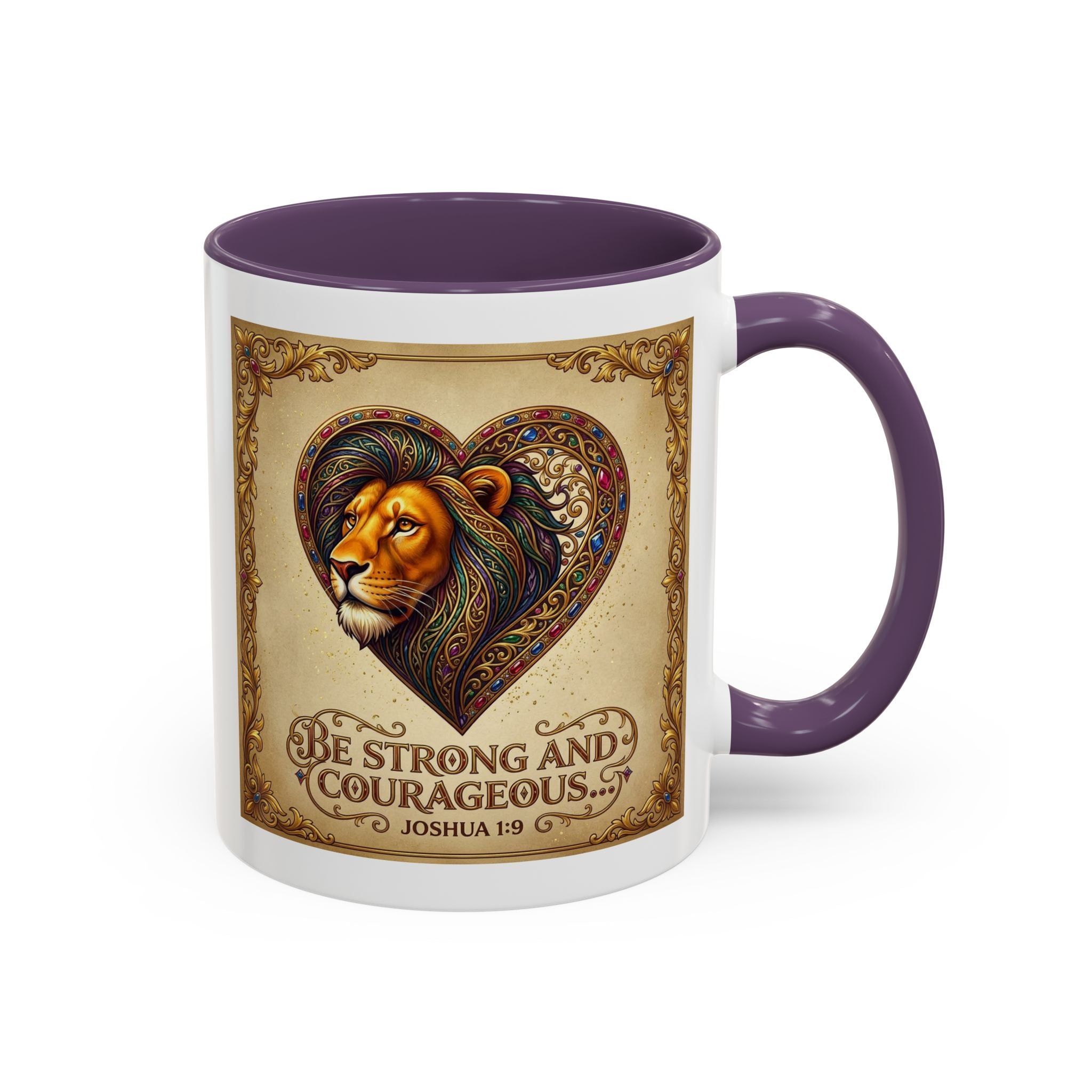 Accent Coffee Mug (11, 15oz) "Be strong and courageous" Joshua 1:9