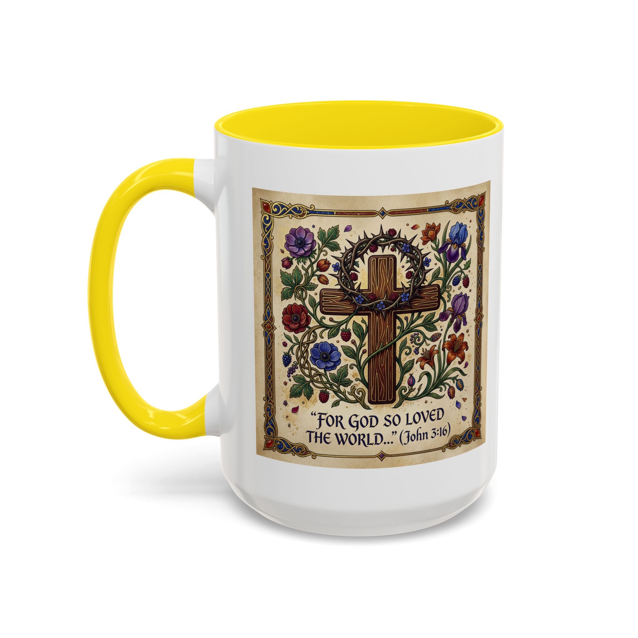 Accent Coffee Mug (11, 15oz) "For God so loved the world" John 3:16