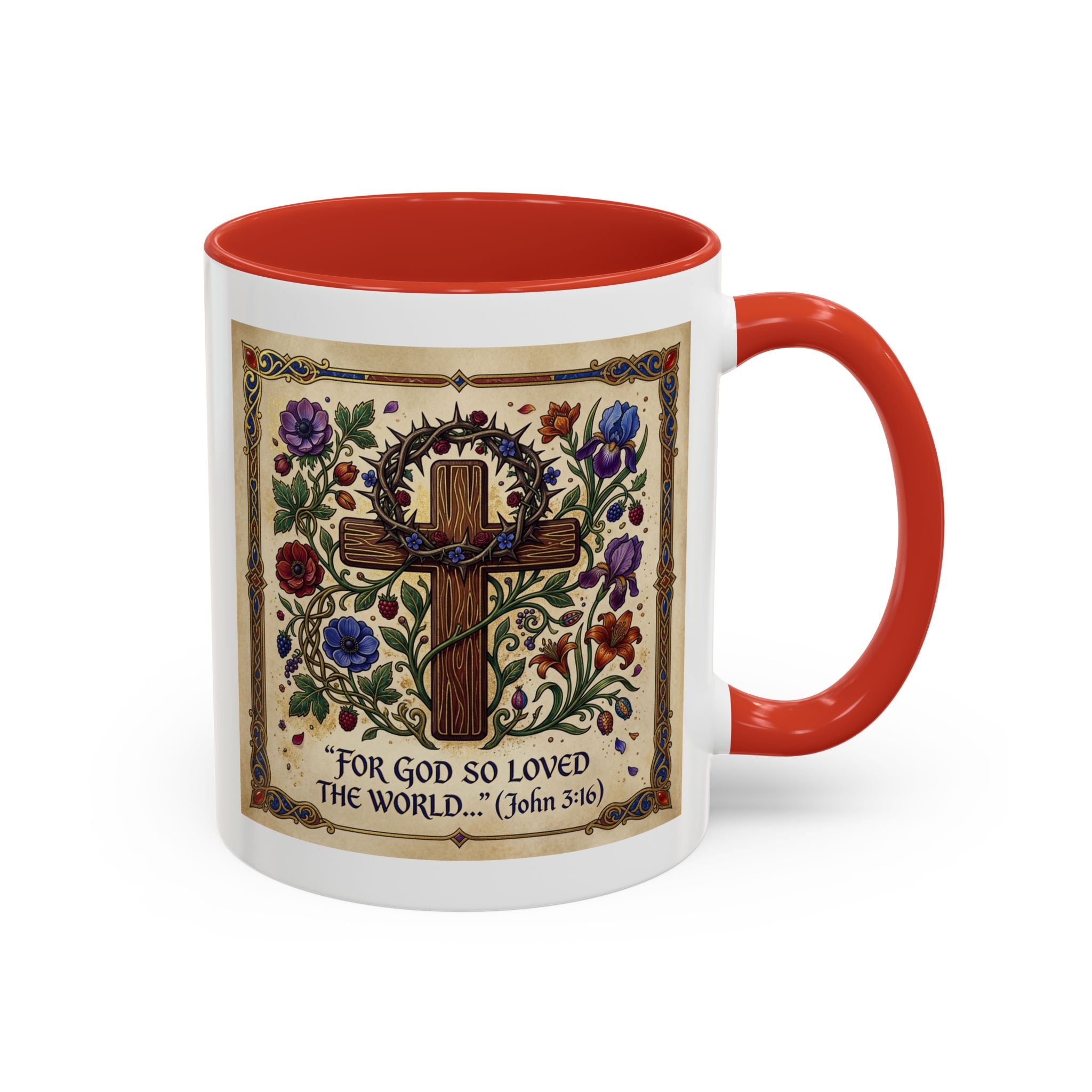 Accent Coffee Mug (11, 15oz) "For God so loved the world" John 3:16